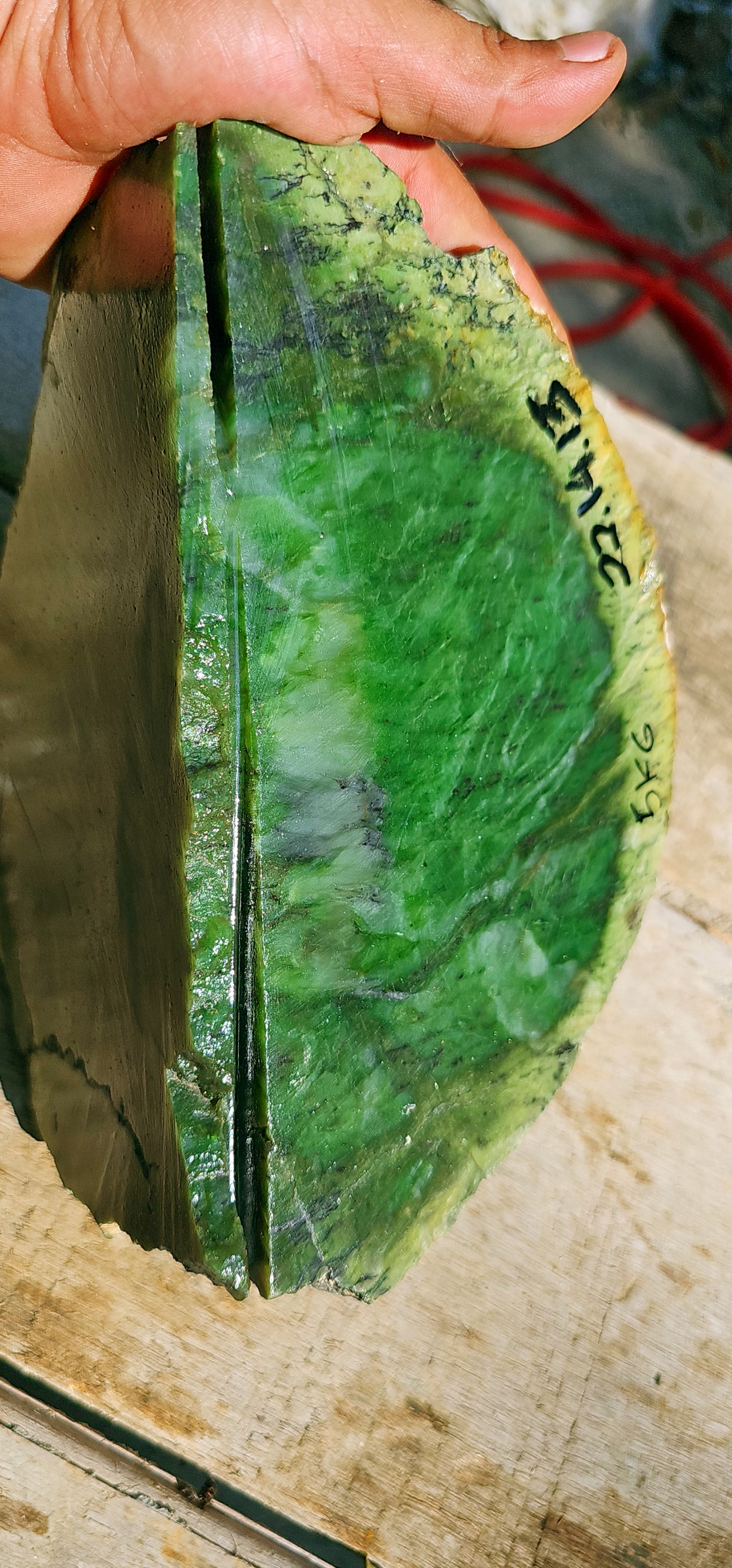 Aceh Natural Vibrant Apple Green Nephrite Jade Slab – 5 KG