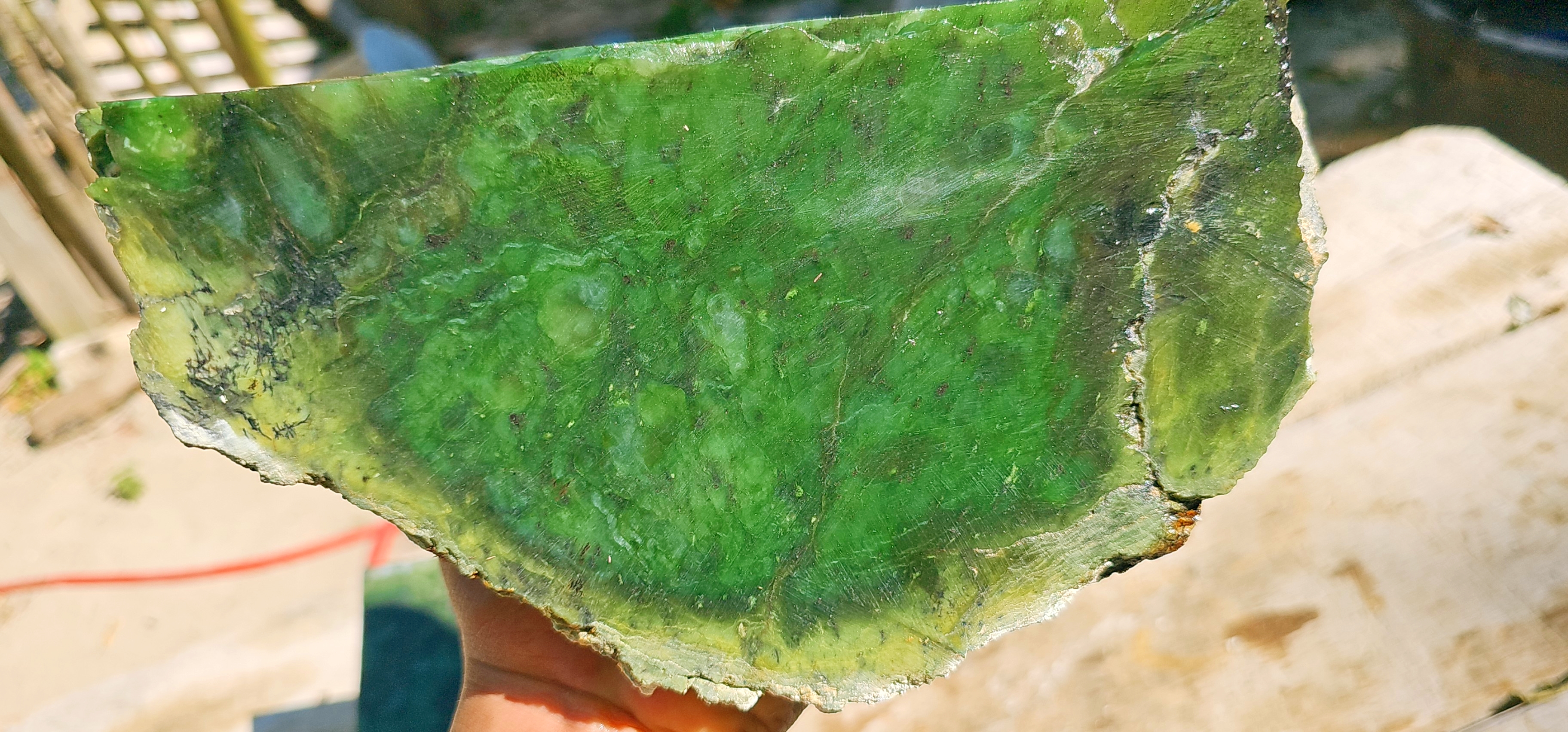 Aceh Natural Vibrant Apple Green Nephrite Jade Slab – 5 KG