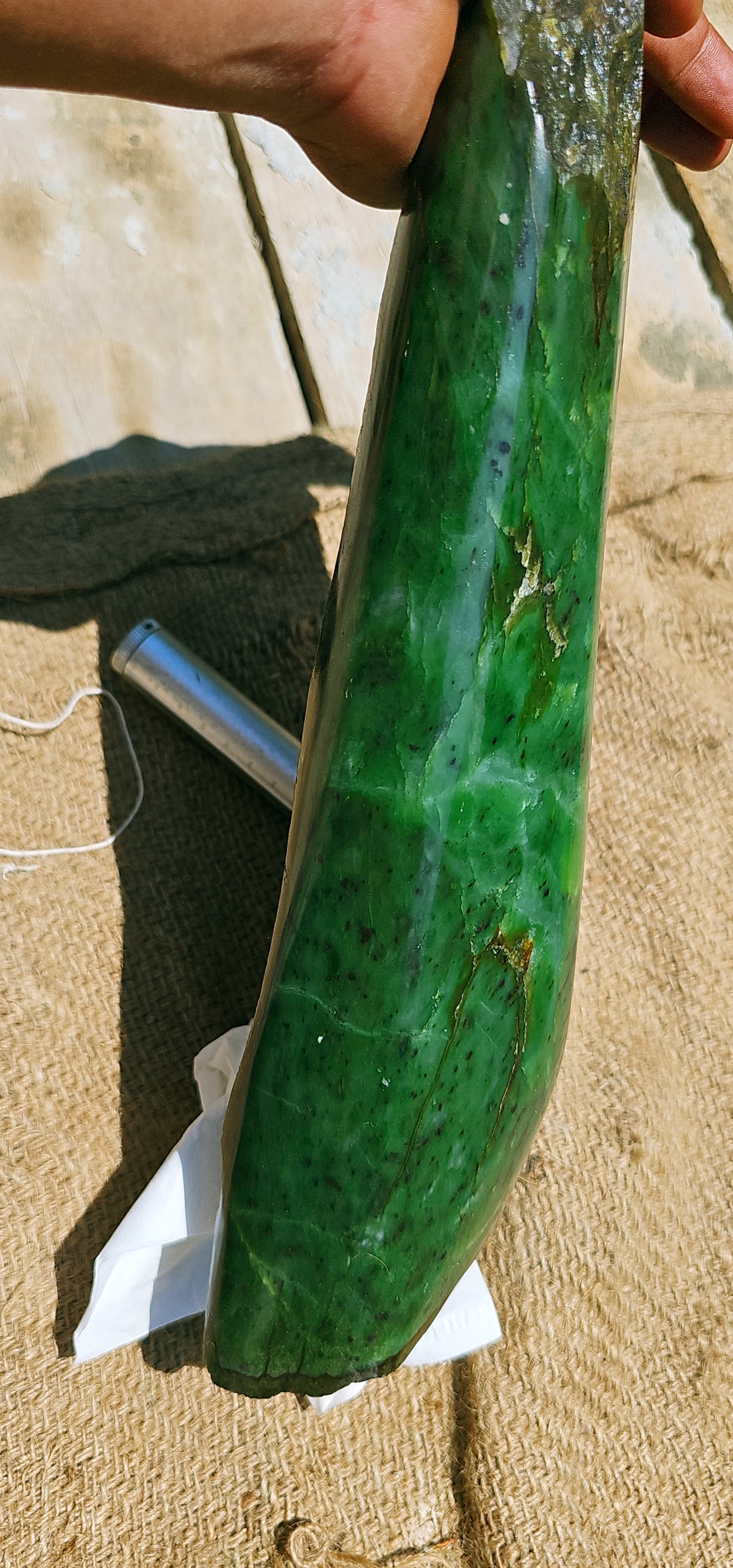Aceh Natural Deep Green Nephrite Jade Slab – 4.3 KG