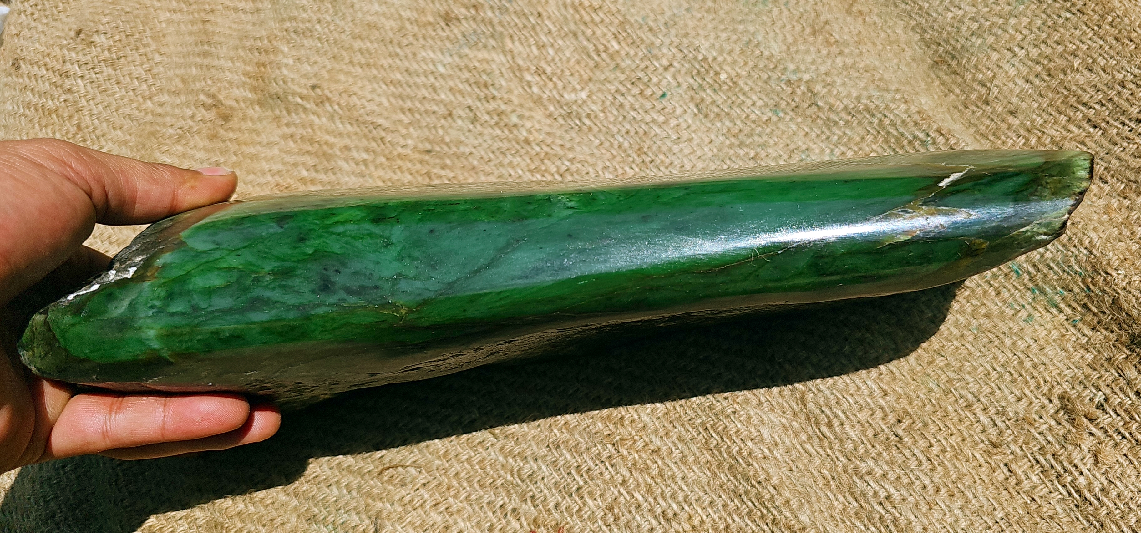 Aceh Natural Deep Green Nephrite Jade Slab – 4.3 KG