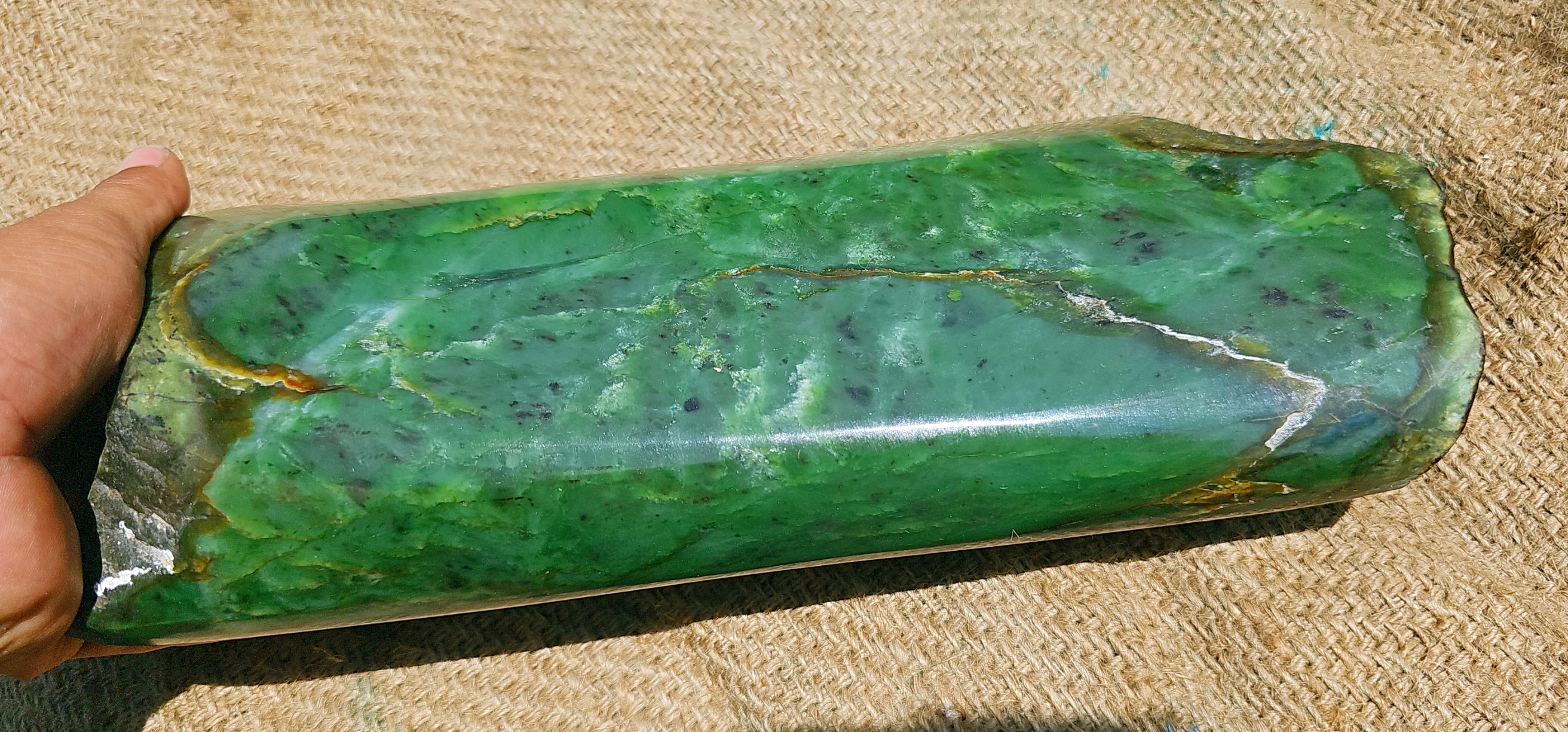 Aceh Natural Deep Green Nephrite Jade Slab – 4.3 KG