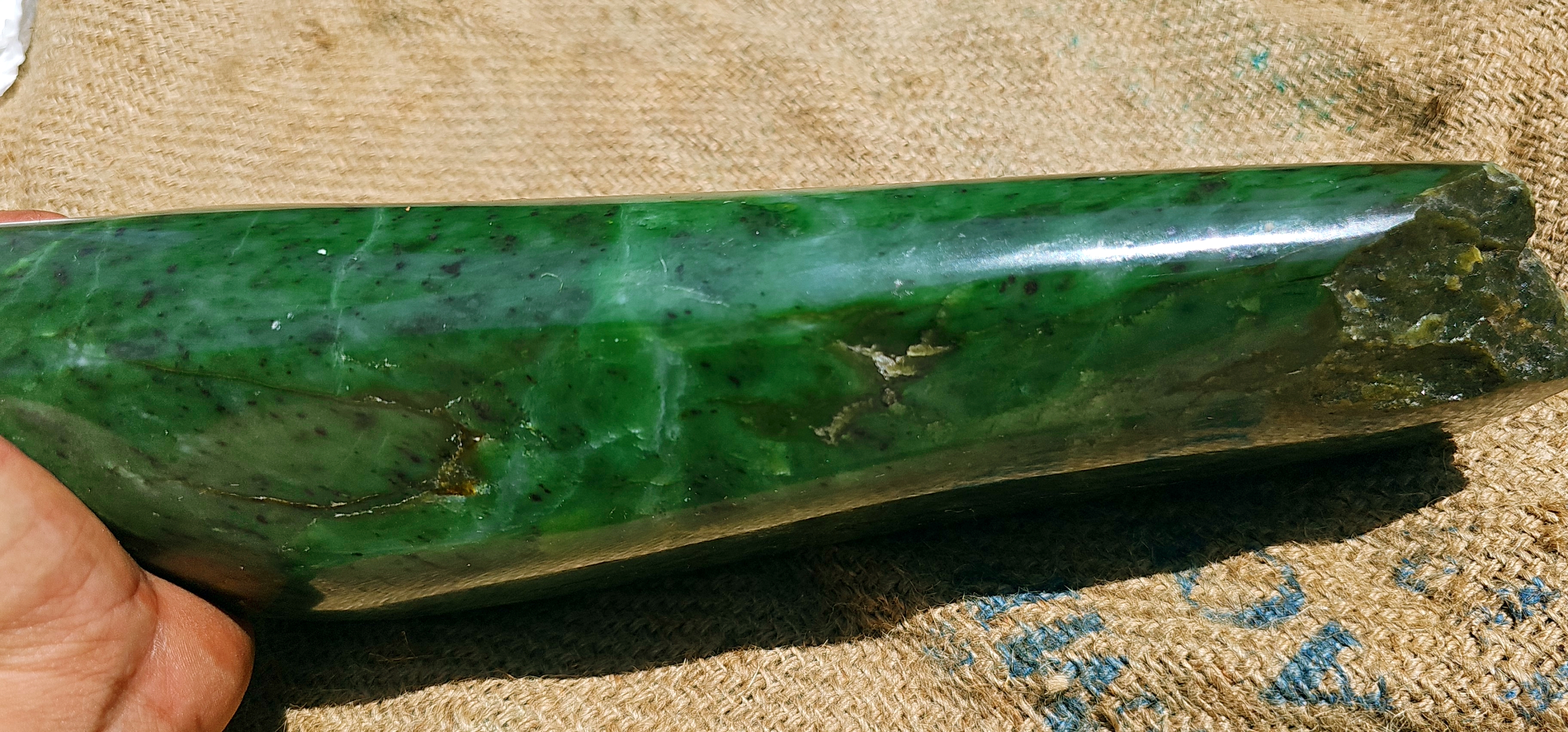 Aceh Natural Deep Green Nephrite Jade Slab – 4.3 KG
