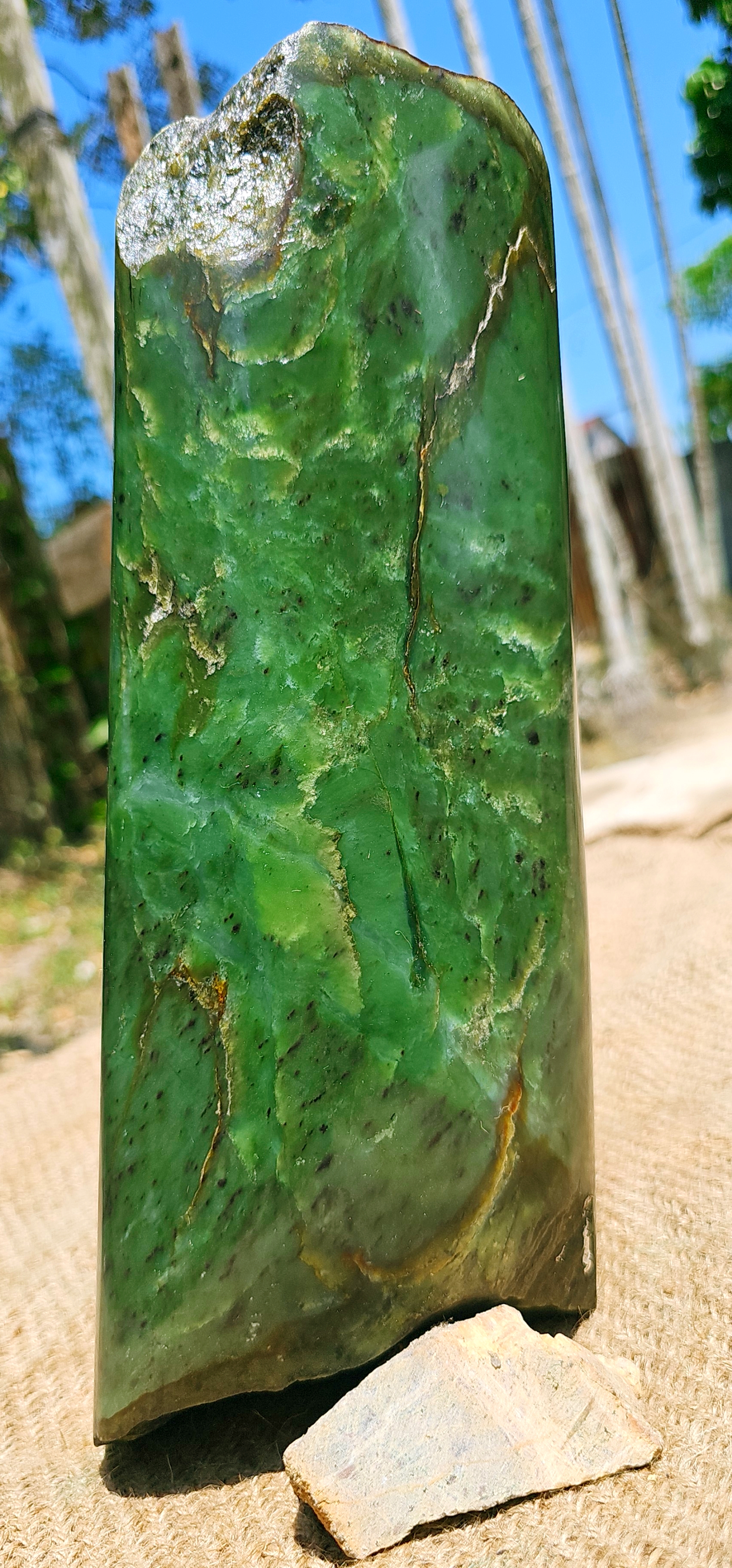 Aceh Natural Deep Green Nephrite Jade Slab – 4.3 KG