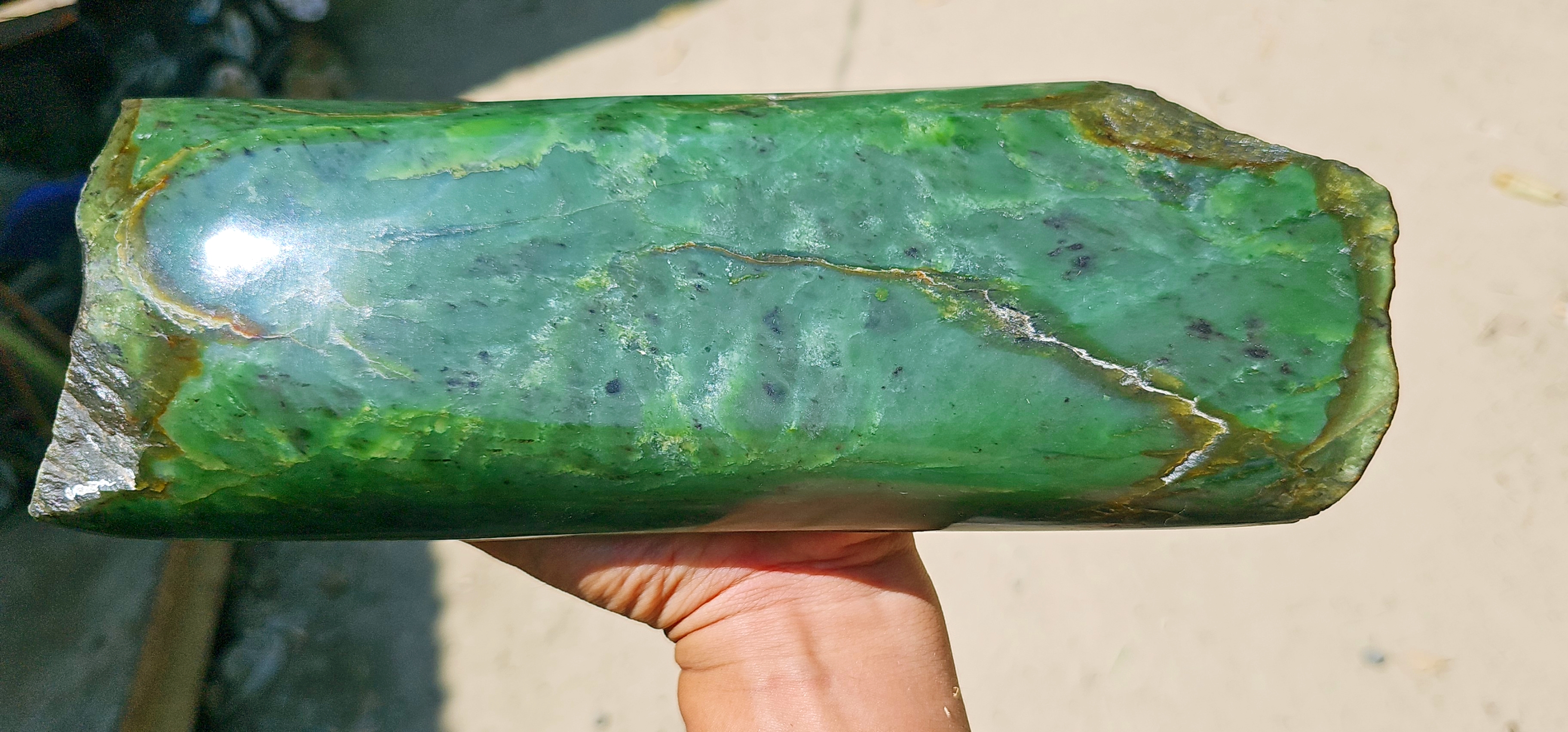 Aceh Natural Deep Green Nephrite Jade Slab – 4.3 KG