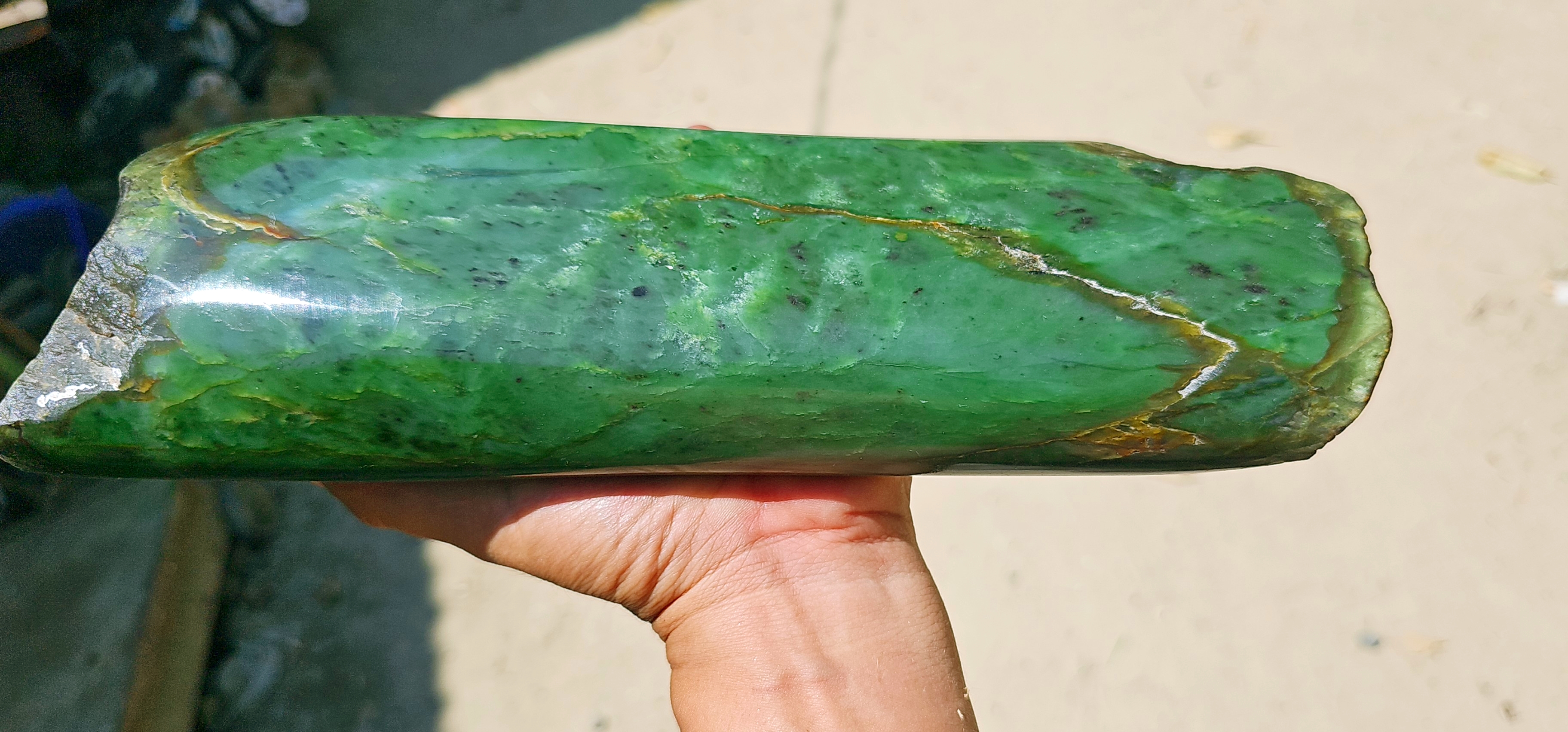 Aceh Natural Deep Green Nephrite Jade Slab – 4.3 KG