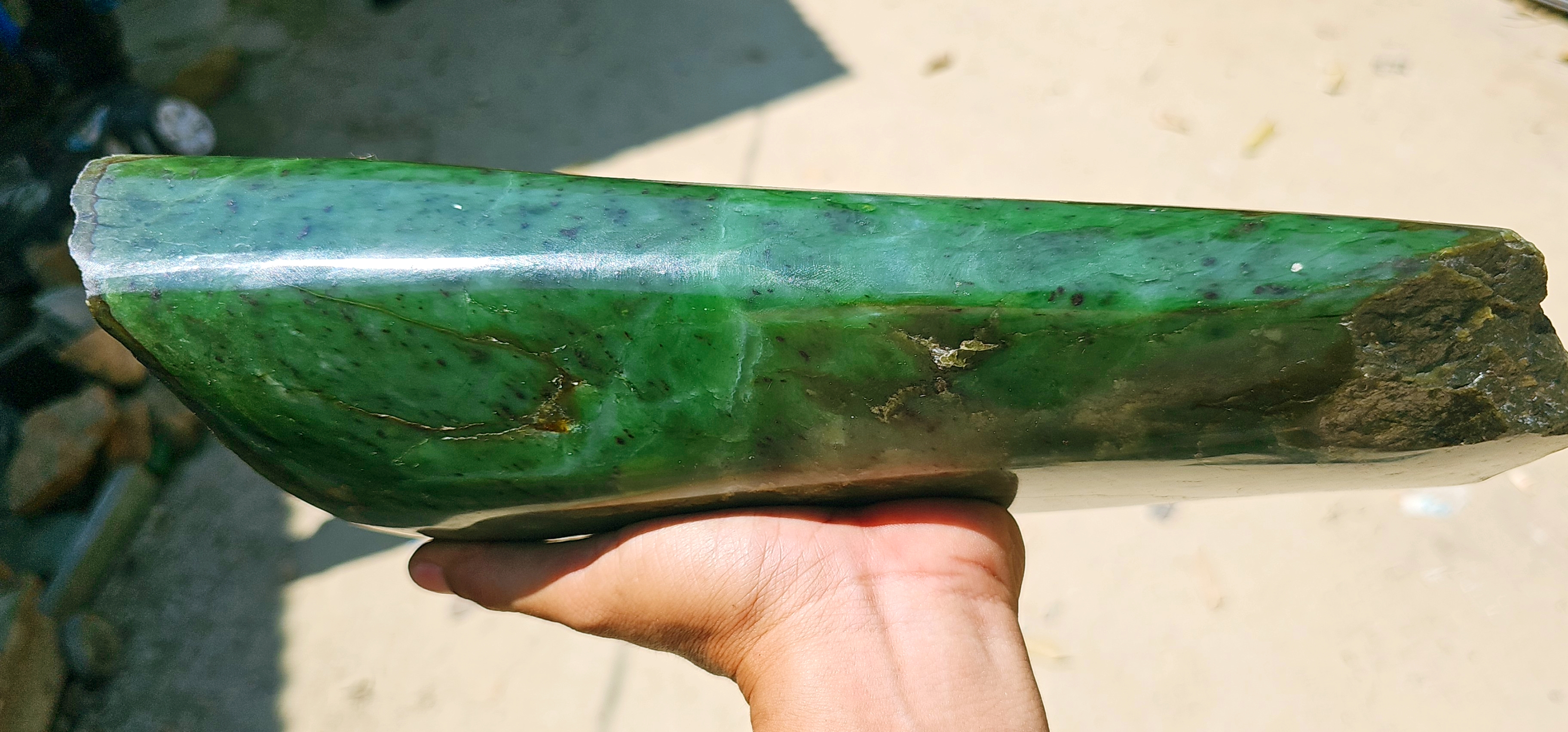 Aceh Natural Deep Green Nephrite Jade Slab – 4.3 KG
