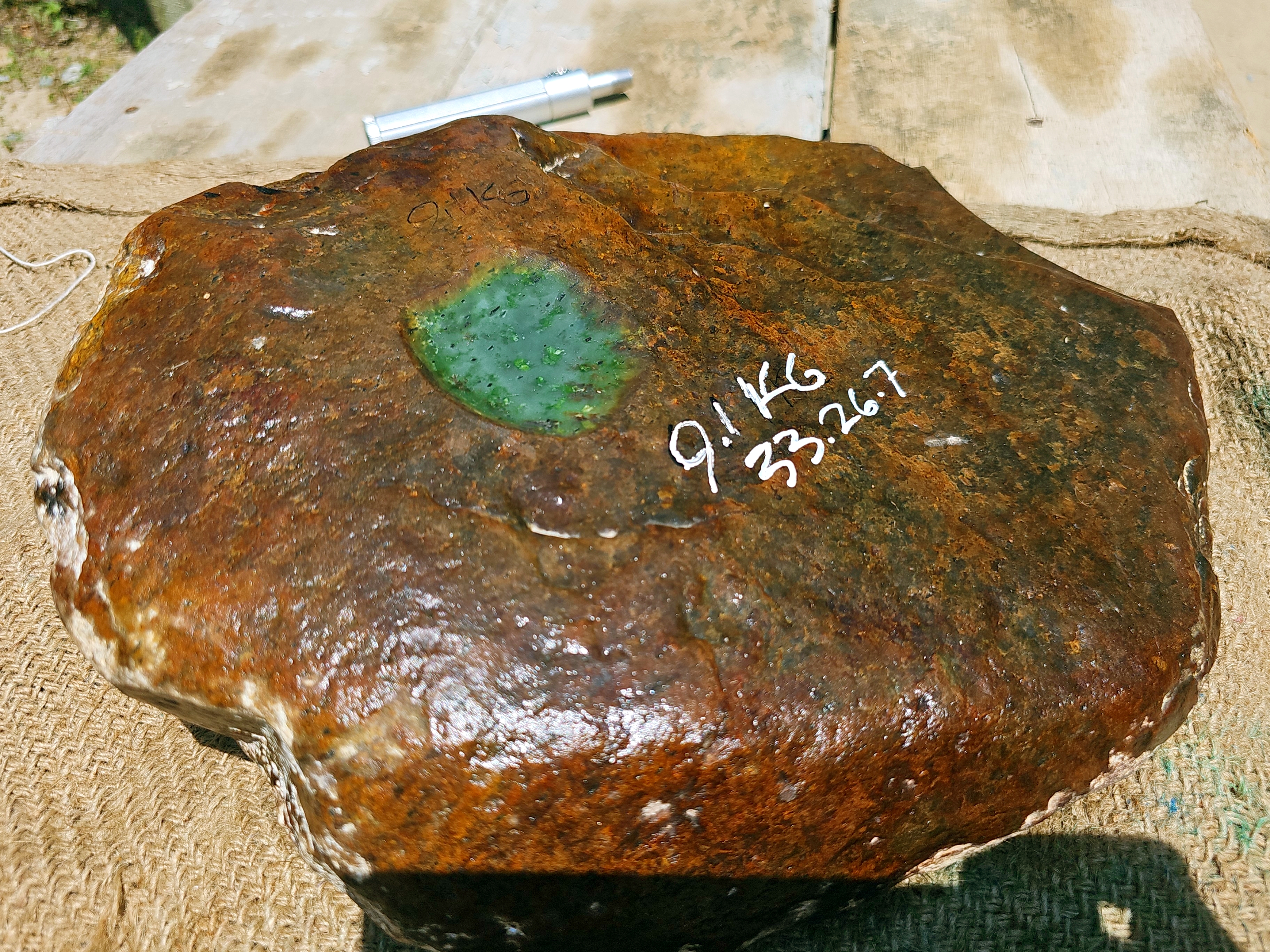 Aceh Natural Brown and Emerald Green Nephrite Jade Raw Stone – 9.1 KG