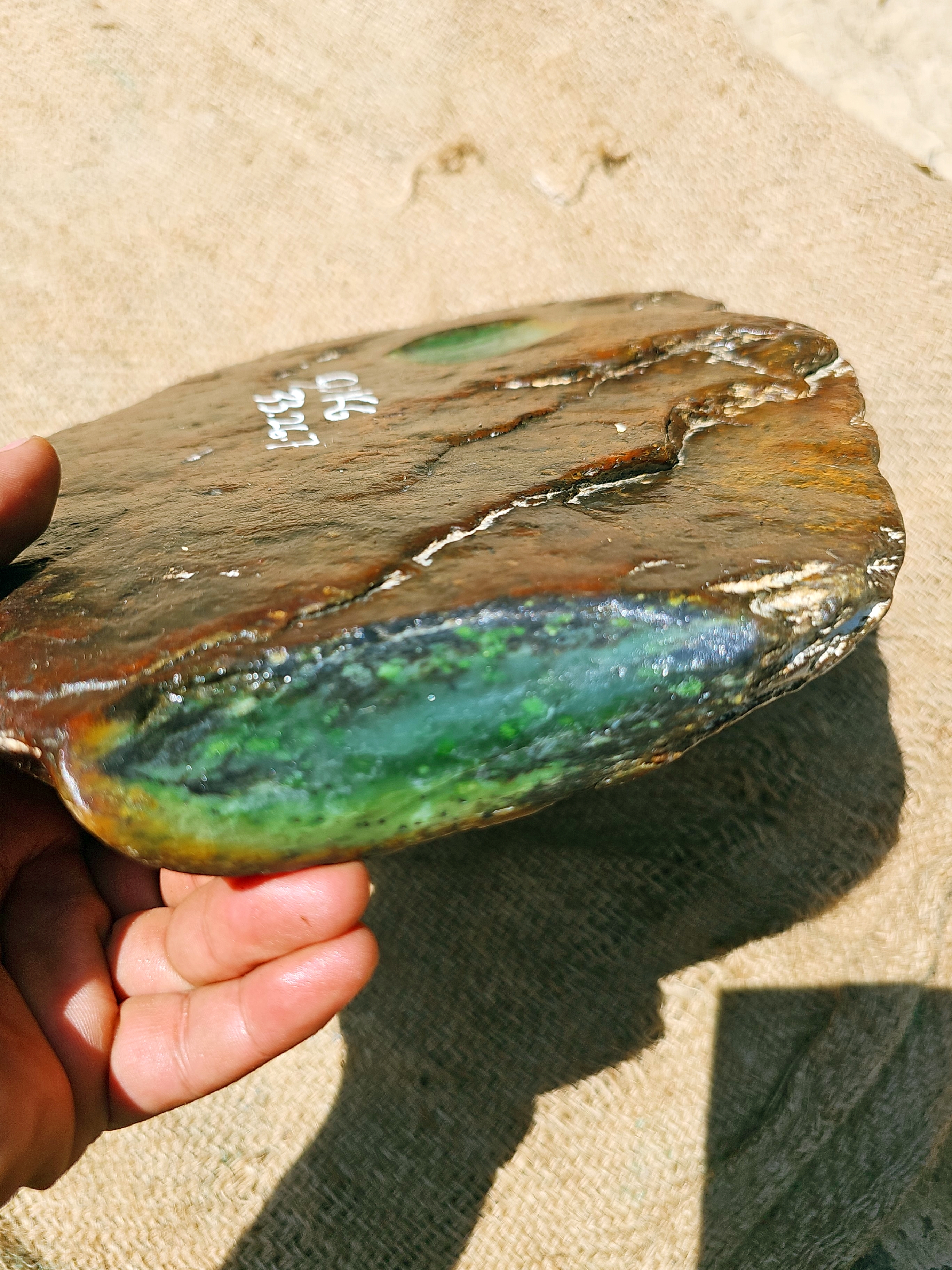 Aceh Natural Brown and Emerald Green Nephrite Jade Raw Stone – 9.1 KG