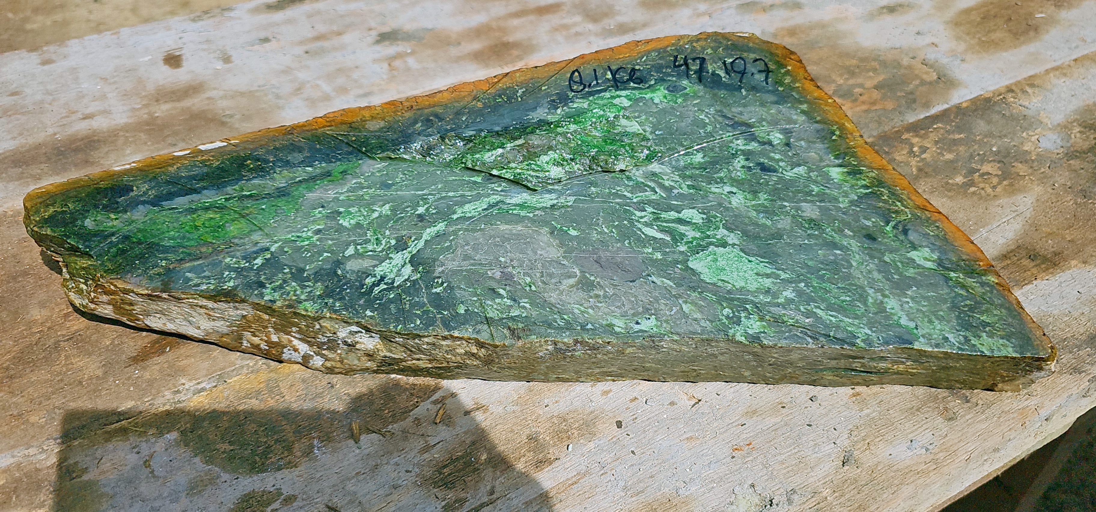 Aceh Natural Vivid Green Nephrite Jade Slab – 8.1 KG
