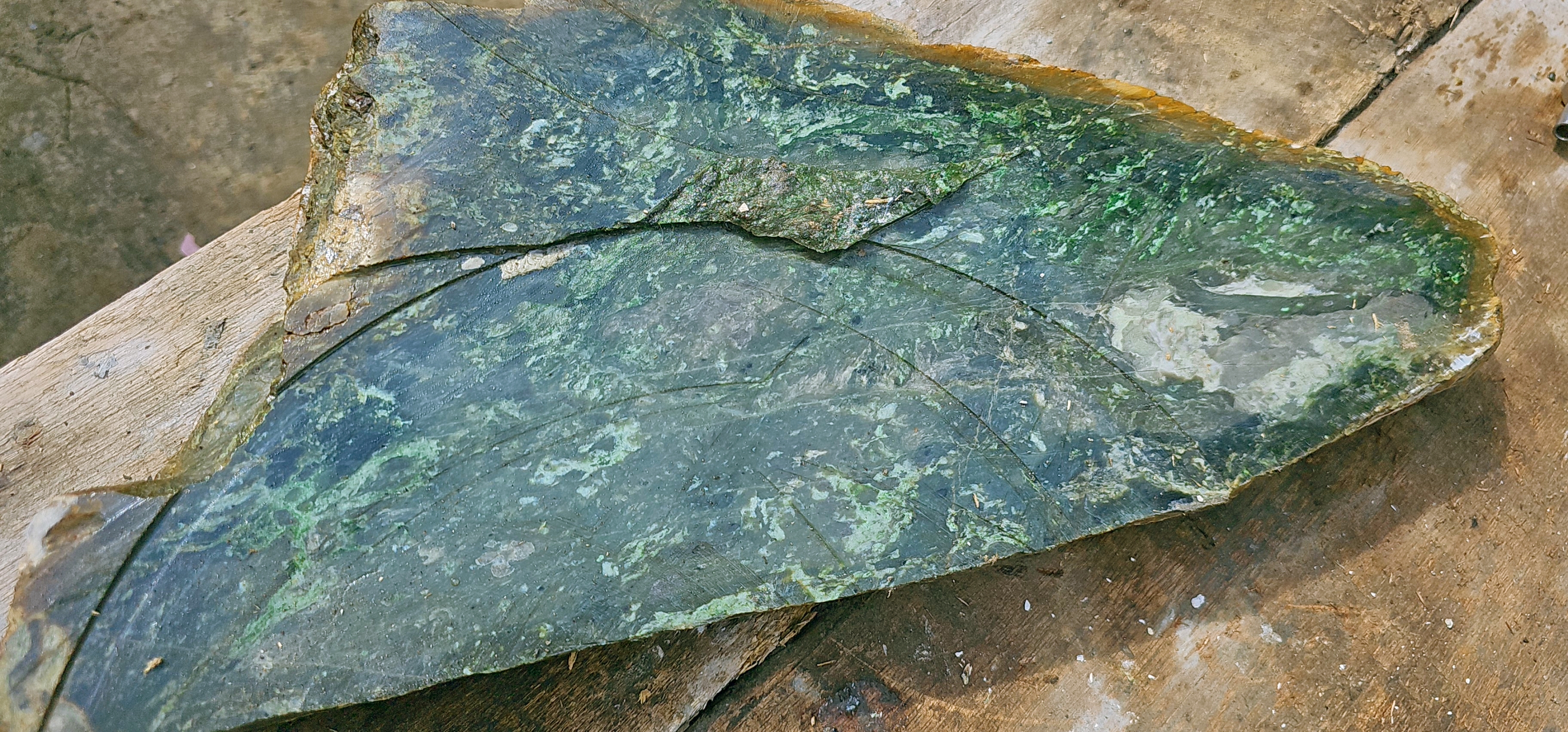 Aceh Natural Vivid Green Nephrite Jade Slab – 8.1 KG