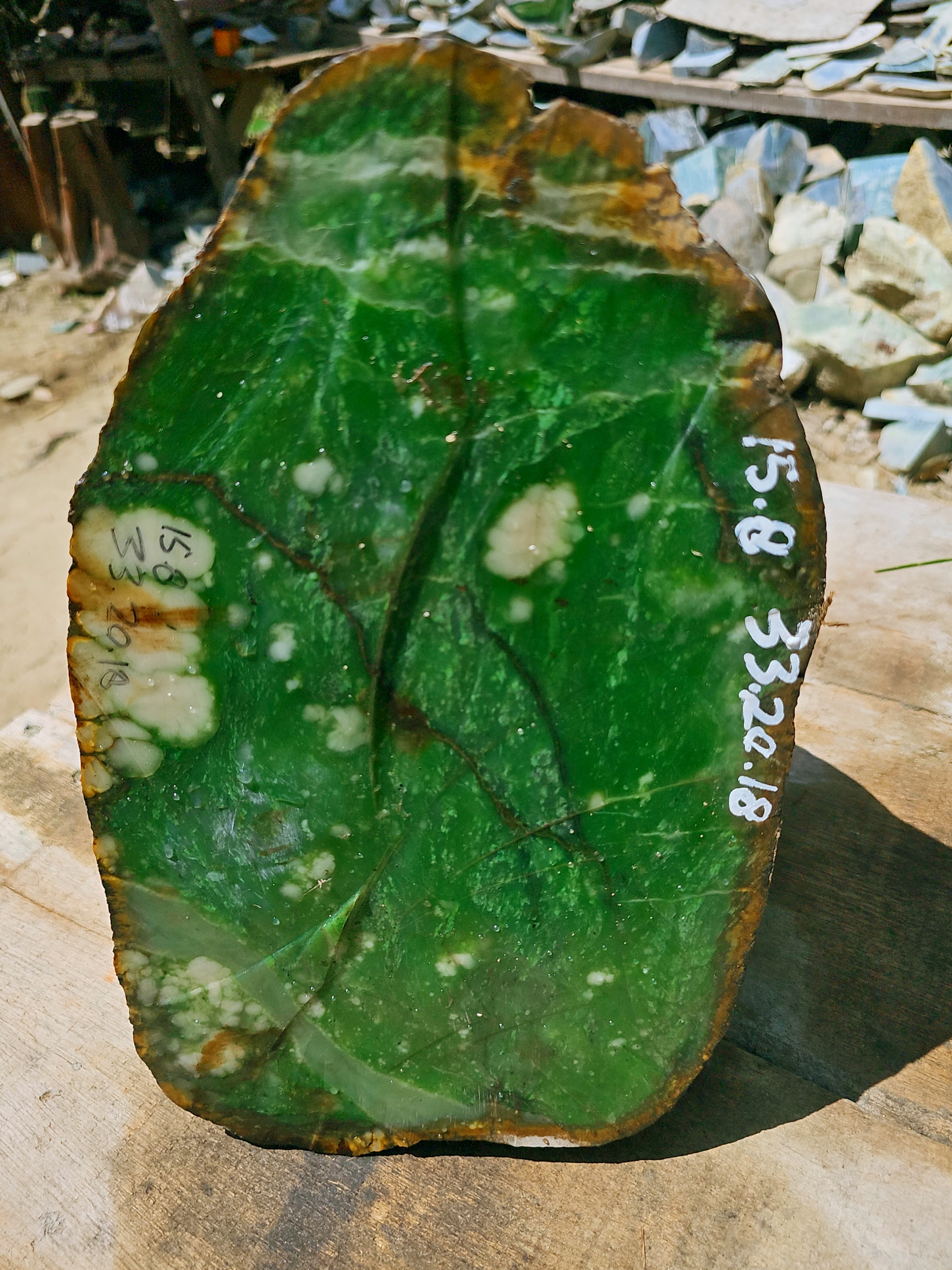 Aceh Natural Vivid Green Nephrite Jade Slab – 15.8 KG