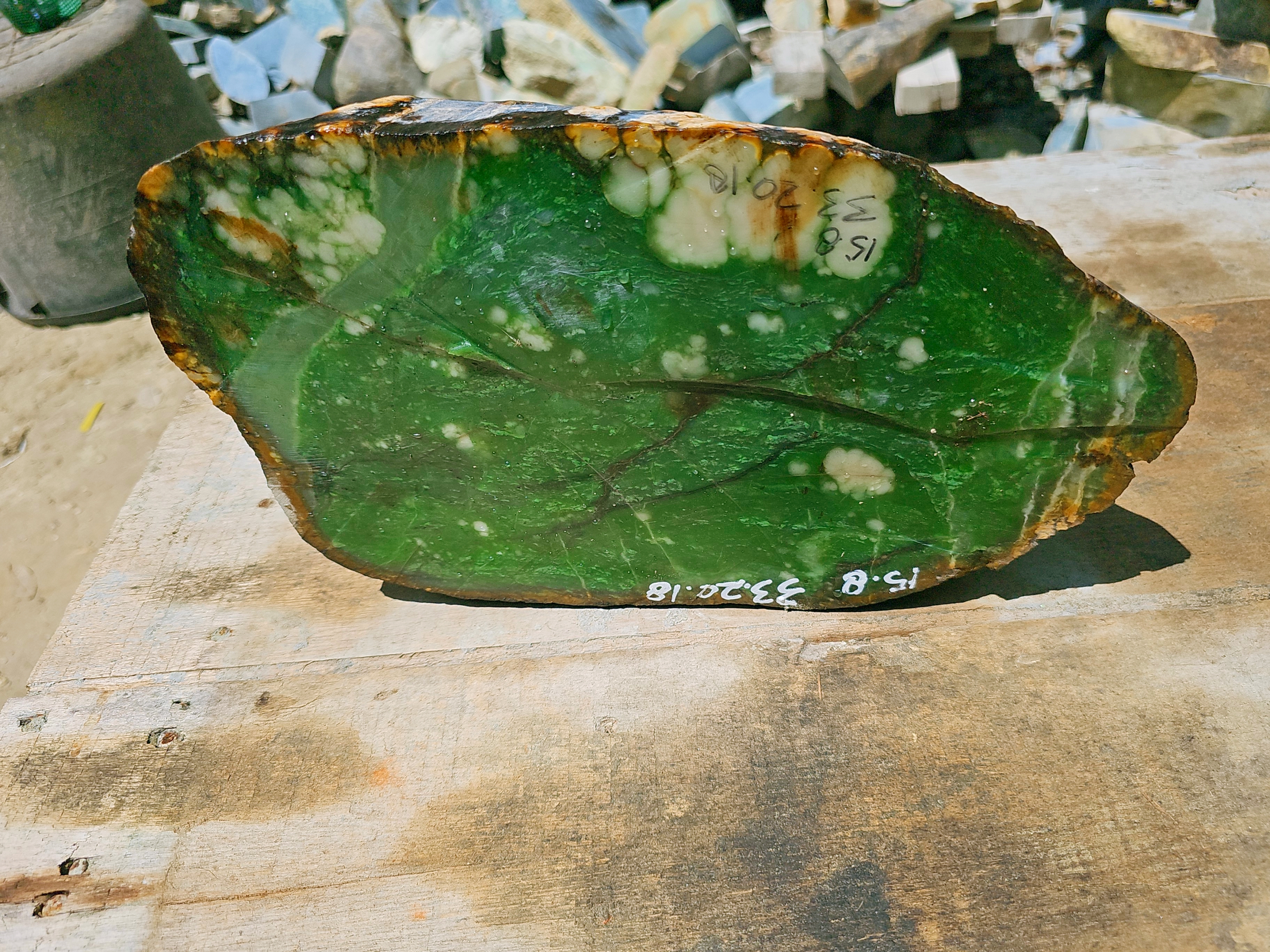 Aceh Natural Vivid Green Nephrite Jade Slab – 15.8 KG