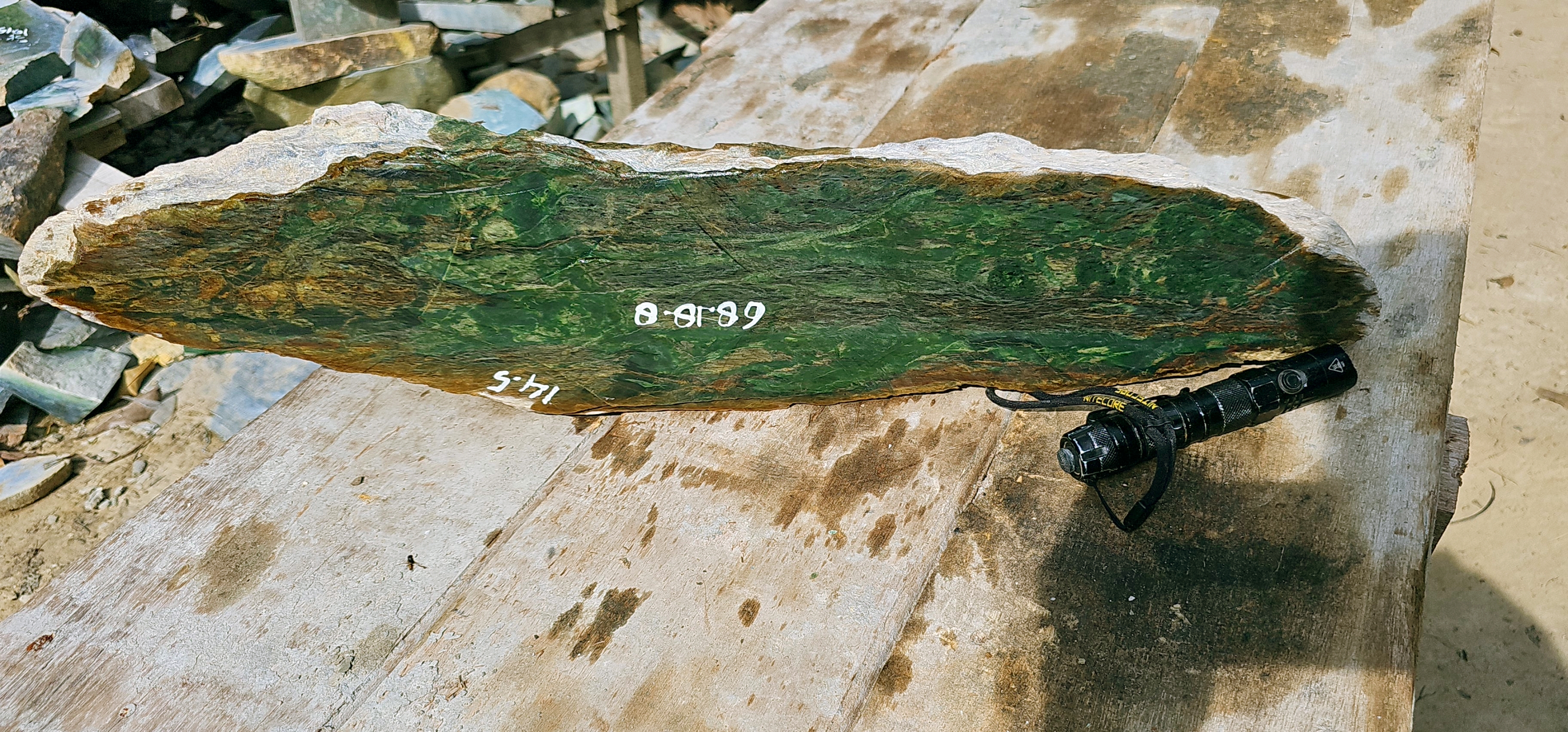 Aceh Natural Deep Forest Green Nephrite Jade Slab – 14.5 KG
