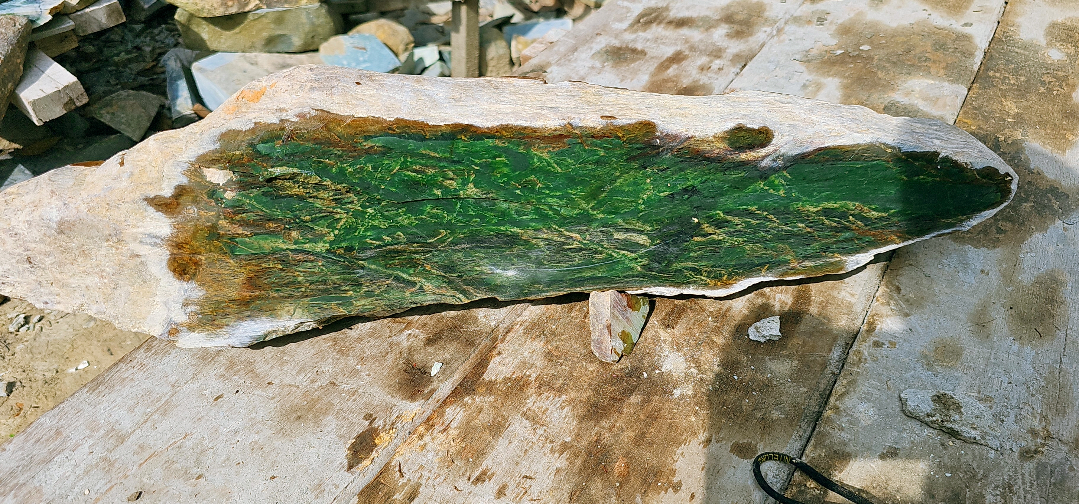 Aceh Natural Deep Forest Green Nephrite Jade Slab – 14.5 KG