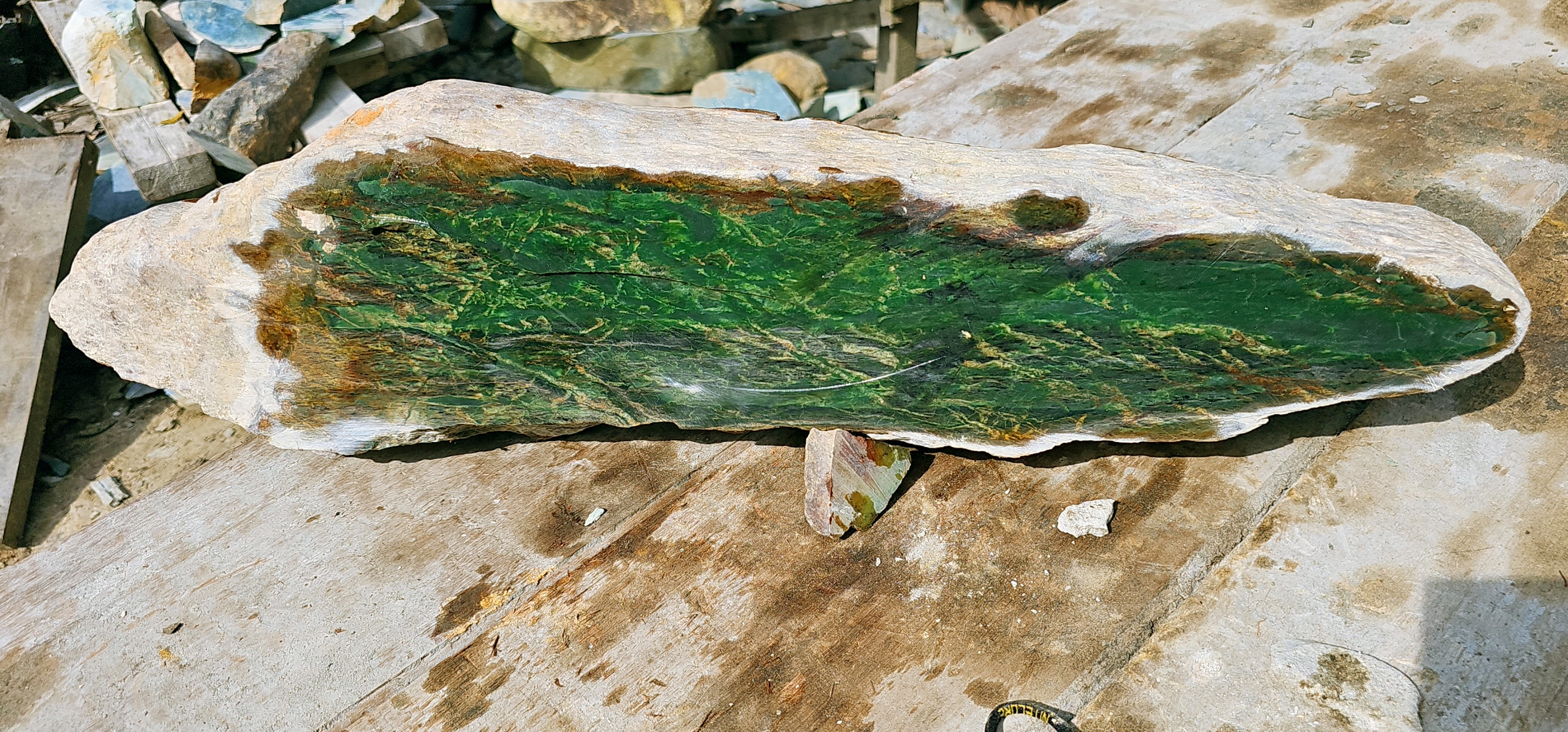 Aceh Natural Deep Forest Green Nephrite Jade Slab – 14.5 KG