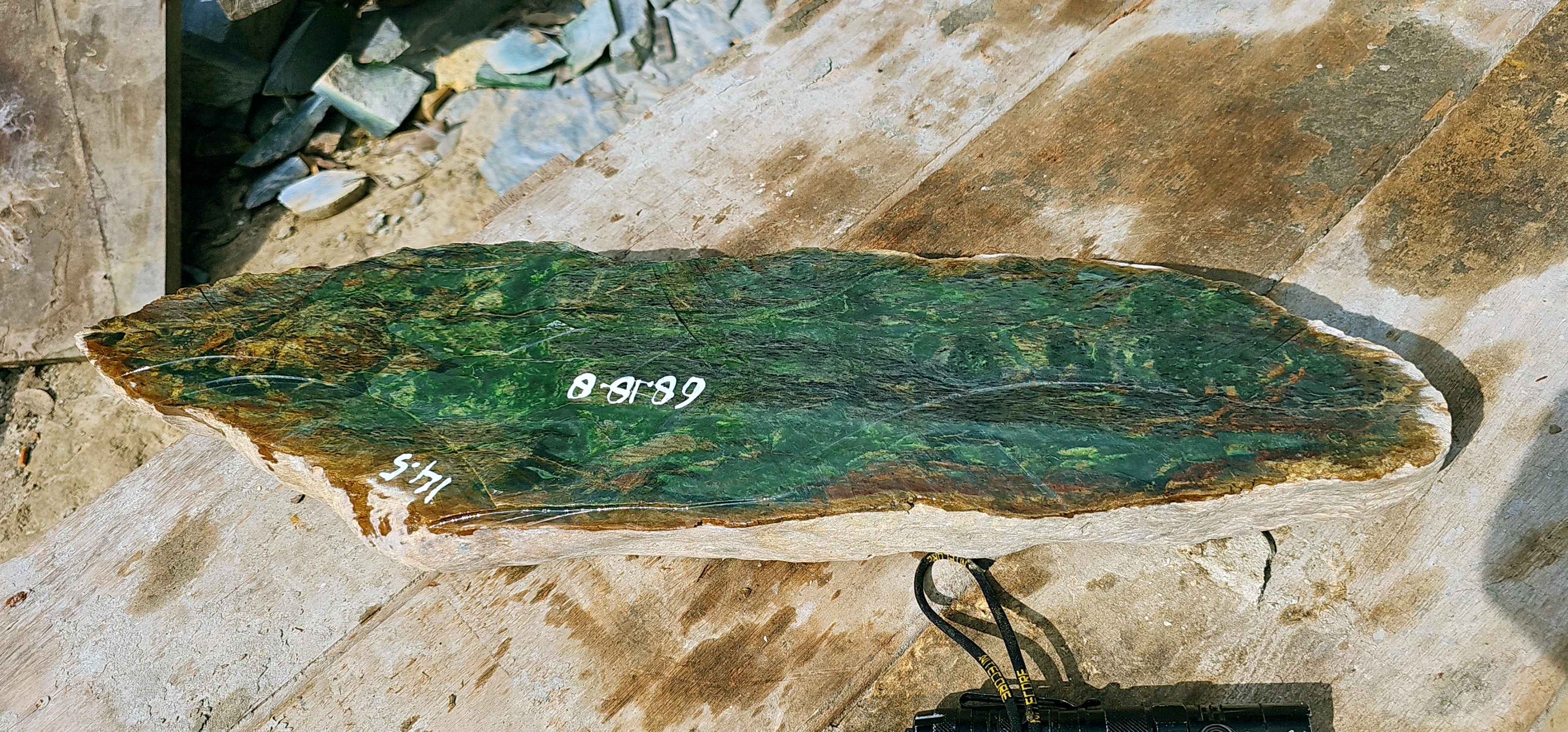Aceh Natural Deep Forest Green Nephrite Jade Slab – 14.5 KG