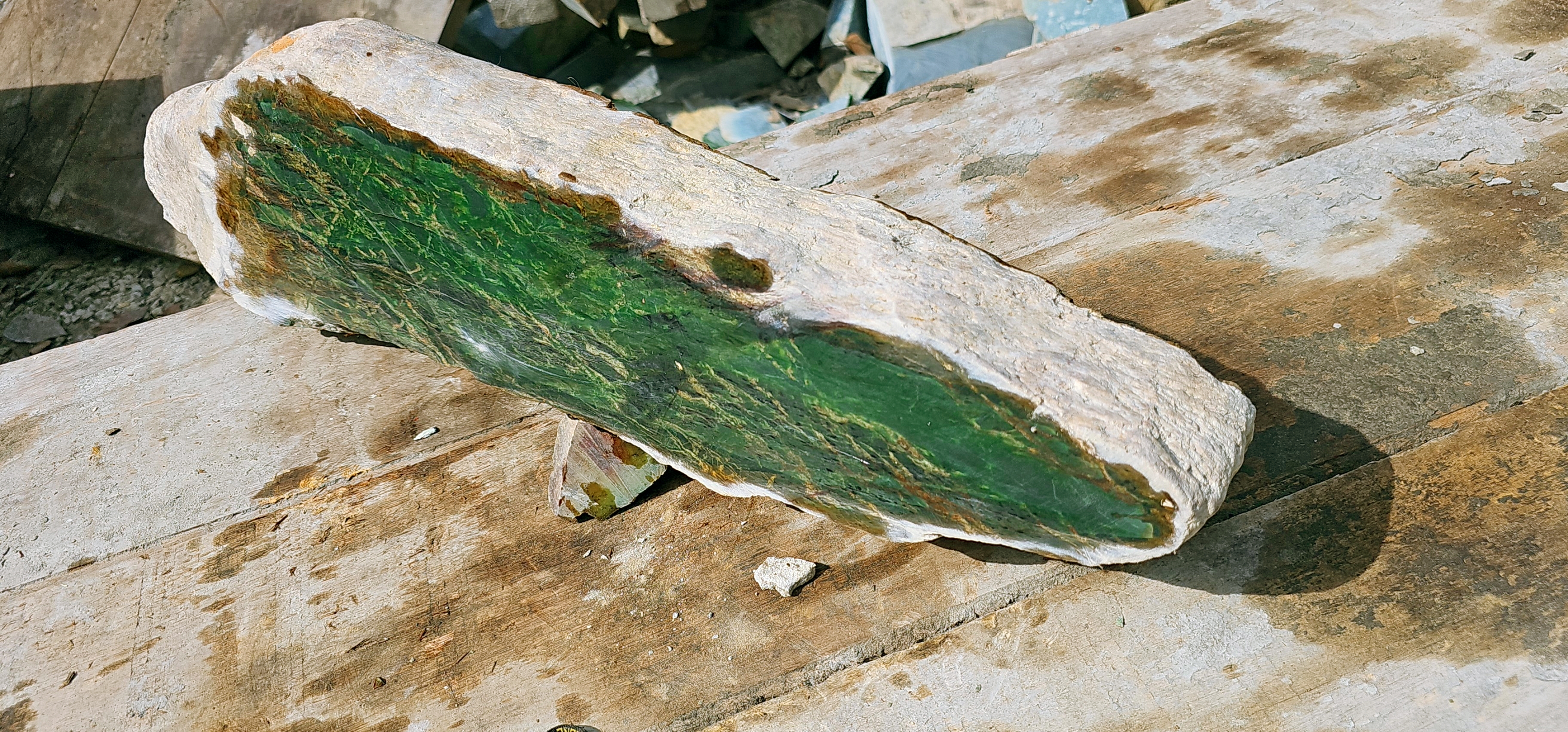 Aceh Natural Deep Forest Green Nephrite Jade Slab – 14.5 KG