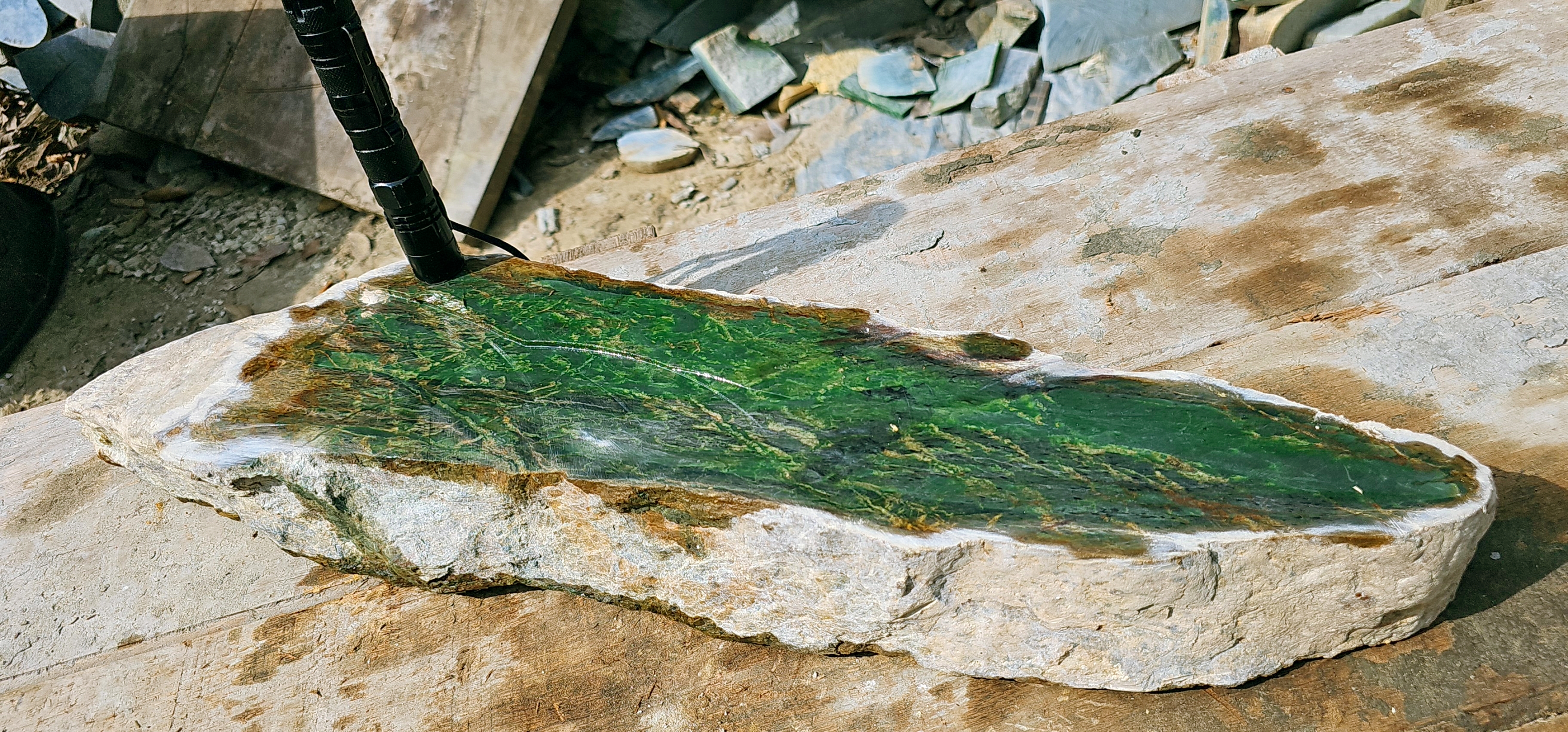 Aceh Natural Deep Forest Green Nephrite Jade Slab – 14.5 KG