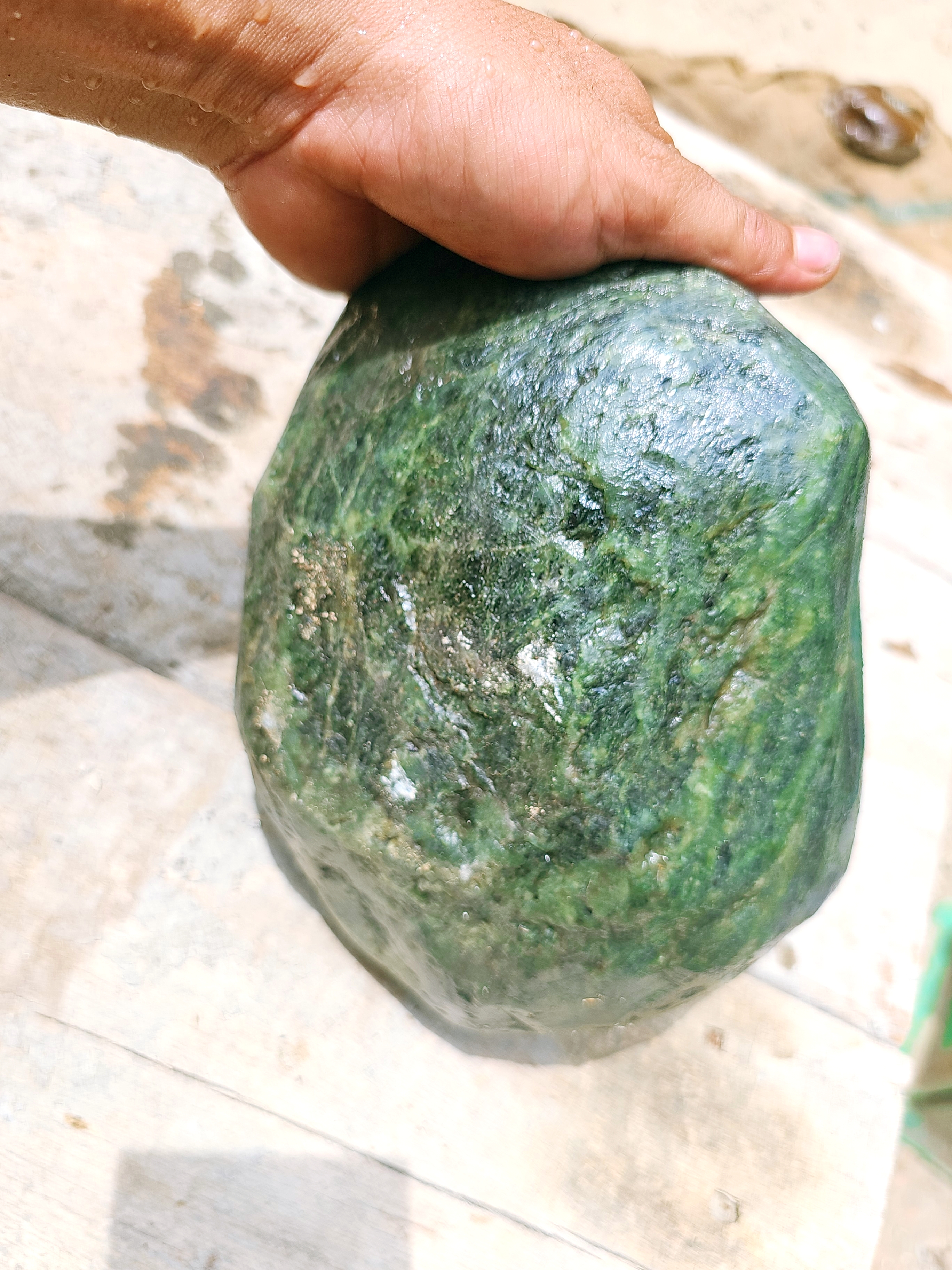 Aceh Natural Deep Forest Green Nephrite Jade Rough Stone – 5.5 KG