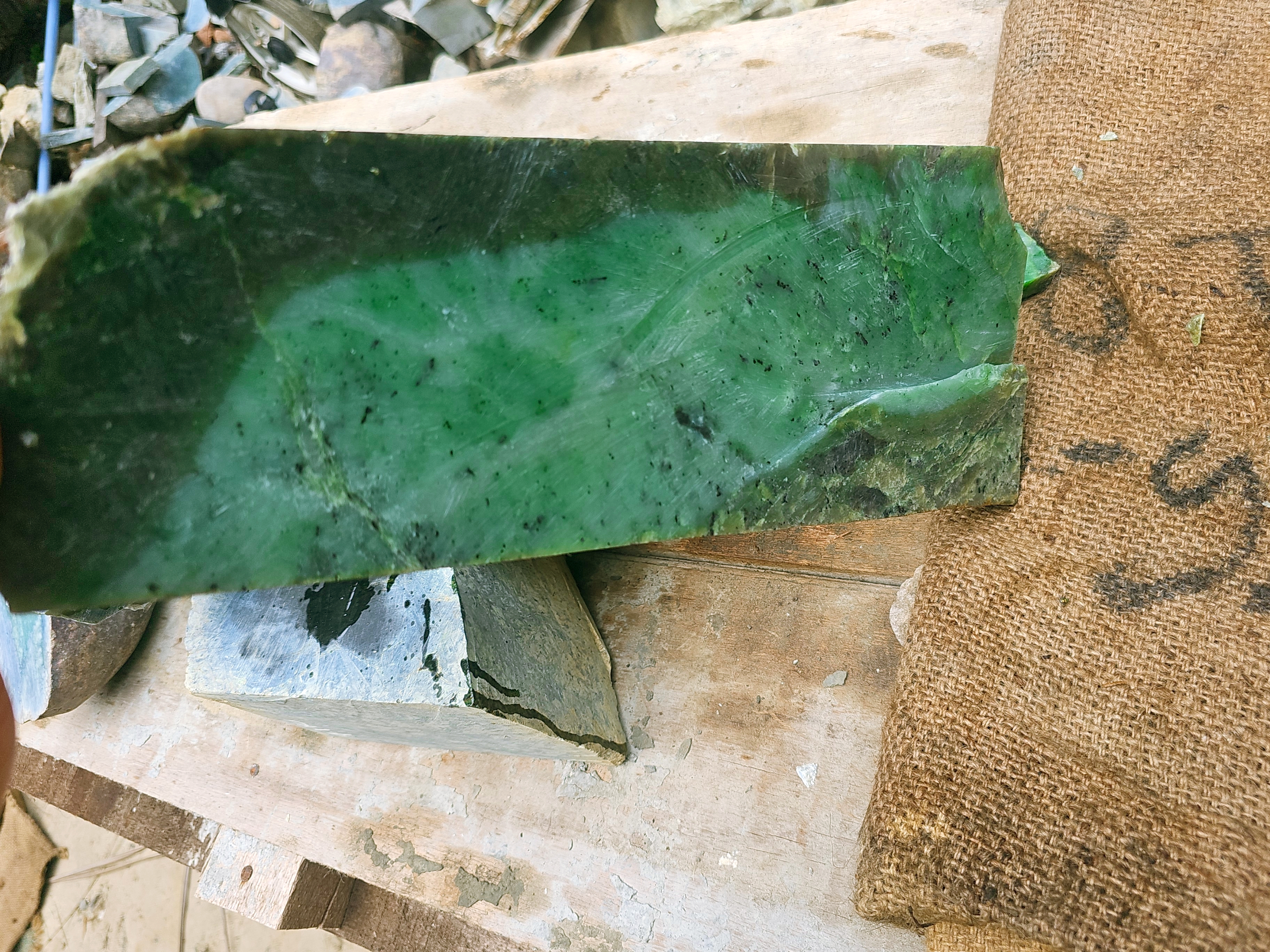 Aceh Natural Vivid Green Nephrite Jade Slabs