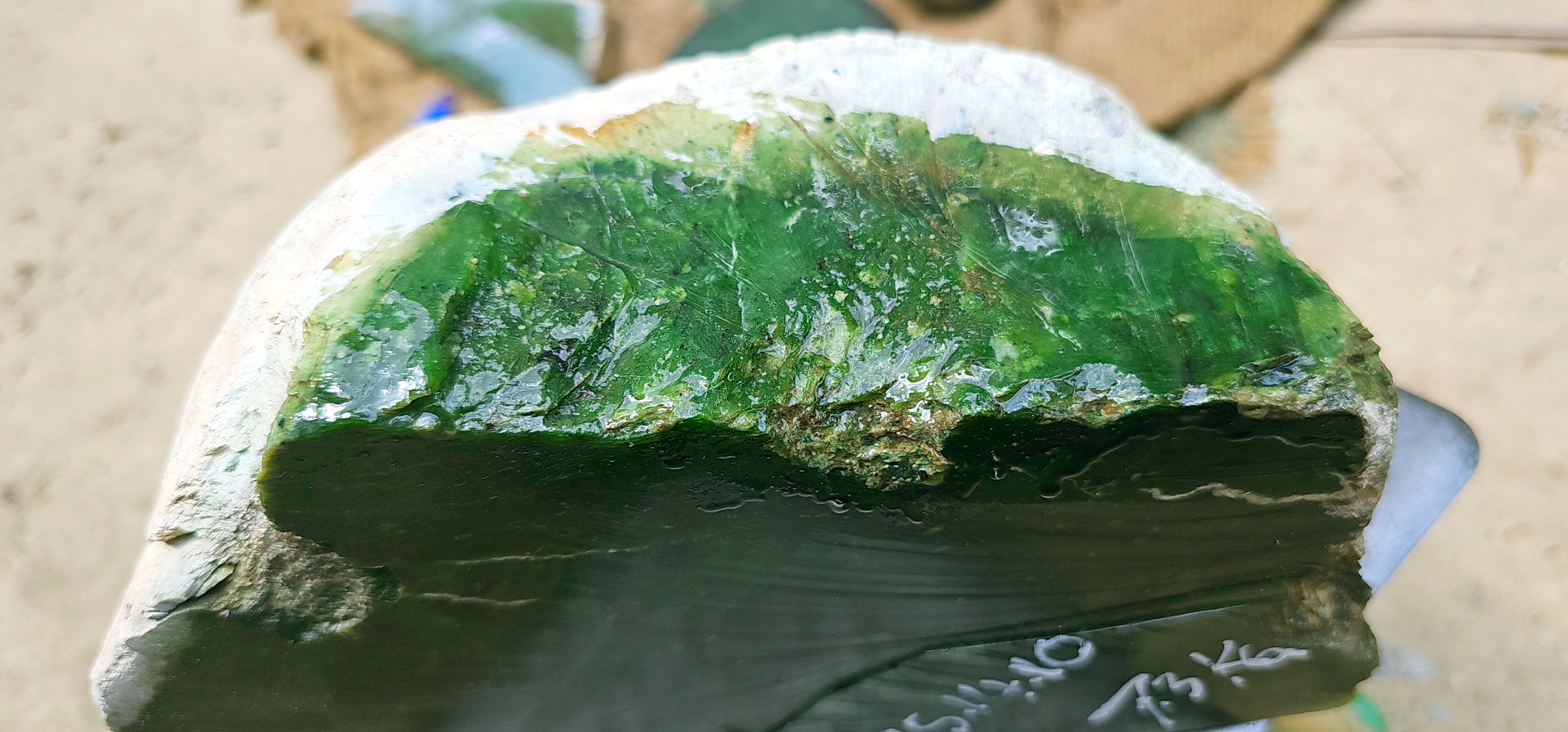 Aceh Natural Vivid Green Nephrite Jade Slab – 7.3 KG