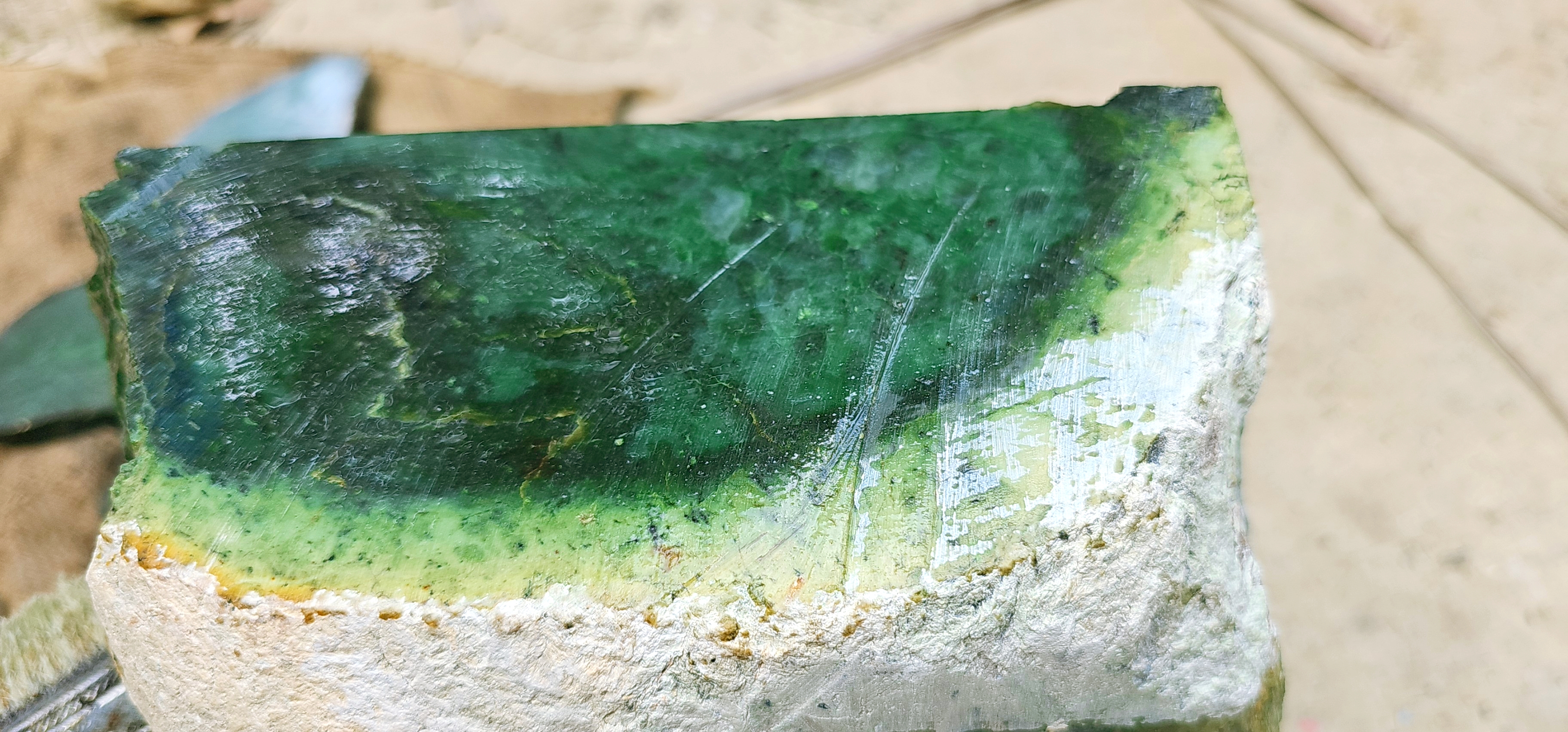Aceh Natural Vivid Green Nephrite Jade Slab – 7.3 KG