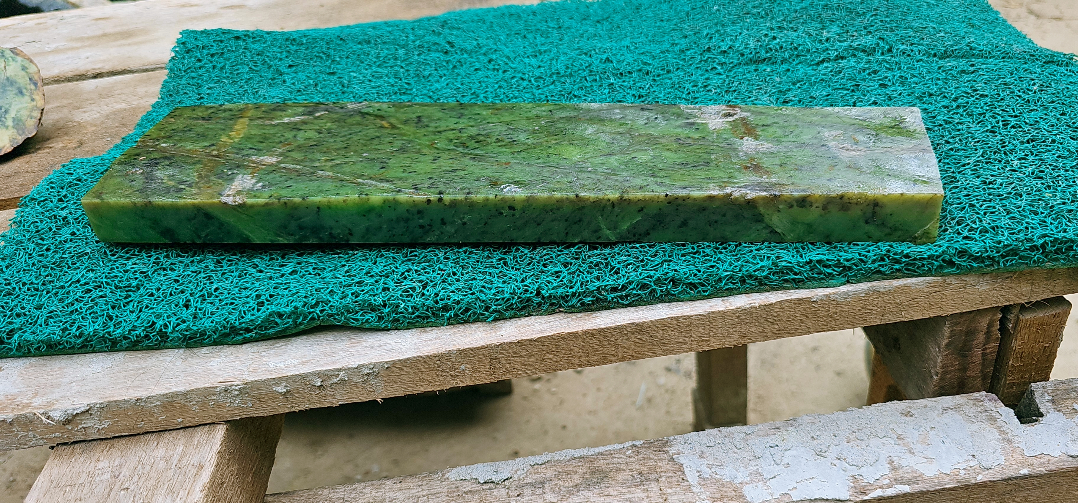 Aceh Natural Deep Green Nephrite Jade Slab – 2.8 KG