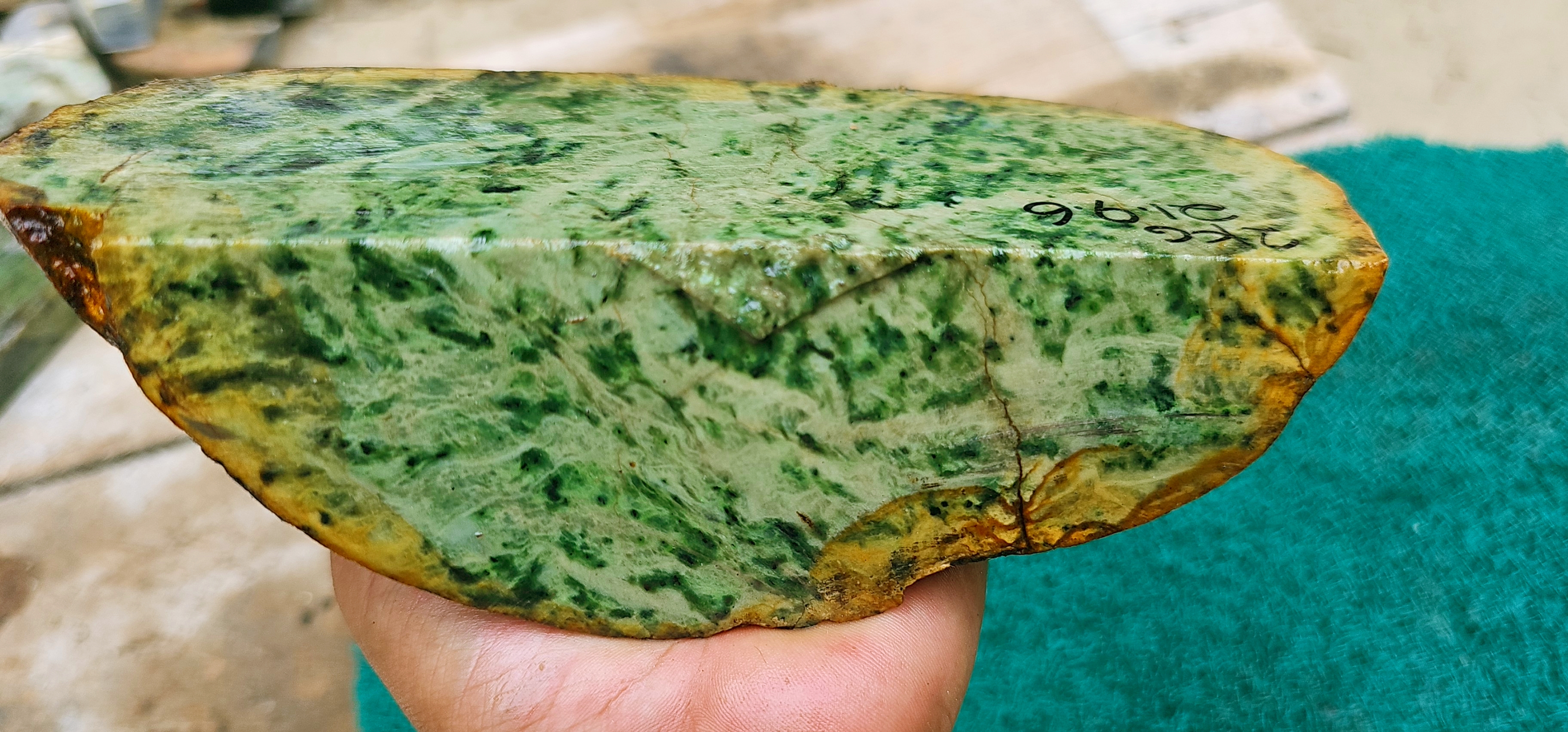 Aceh Natural Mottled Green Nephrite Jade Raw Stone – 2 KG