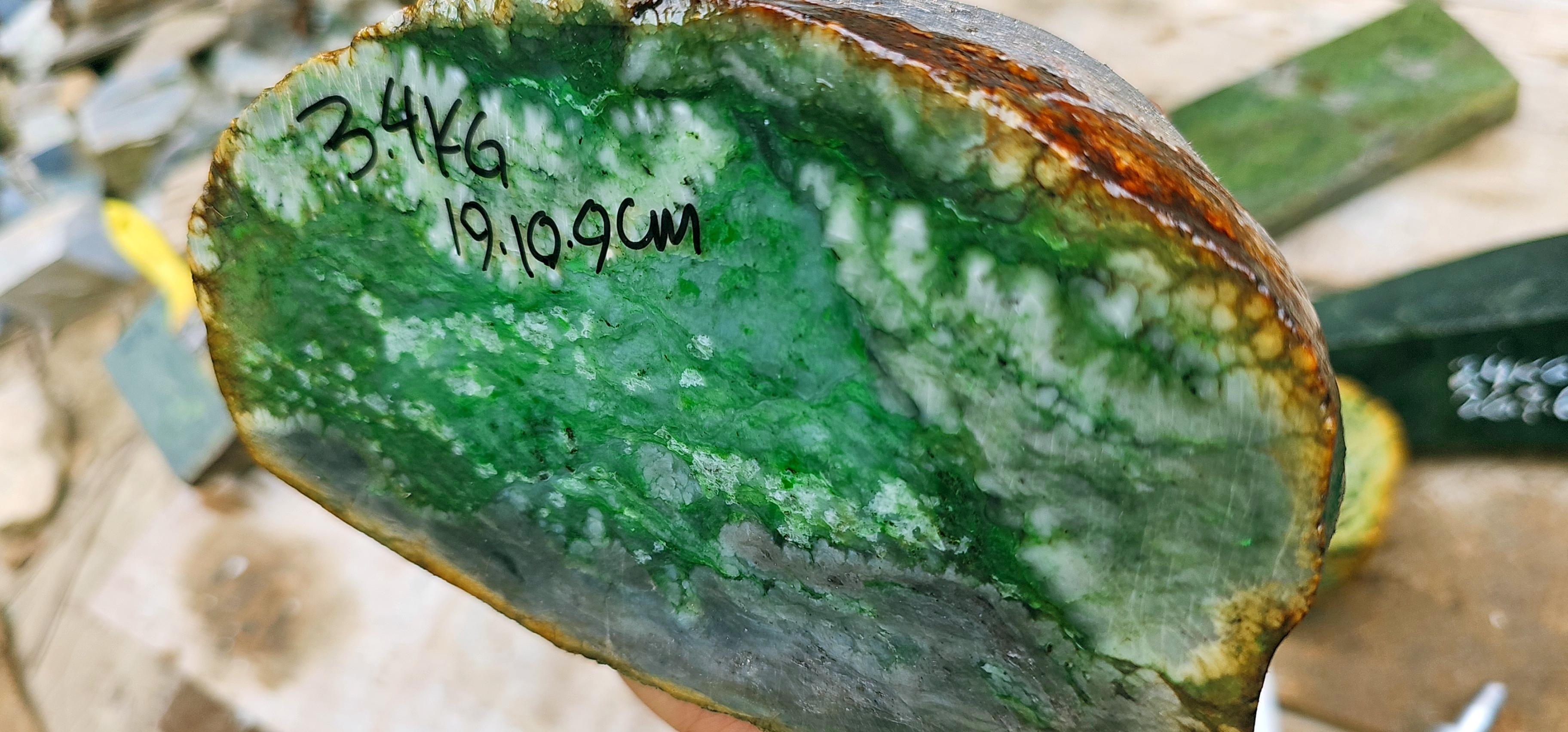 Aceh Natural Vibrant Emerald Green and White Nephrite Jade Rough Stone – 3.4 KG