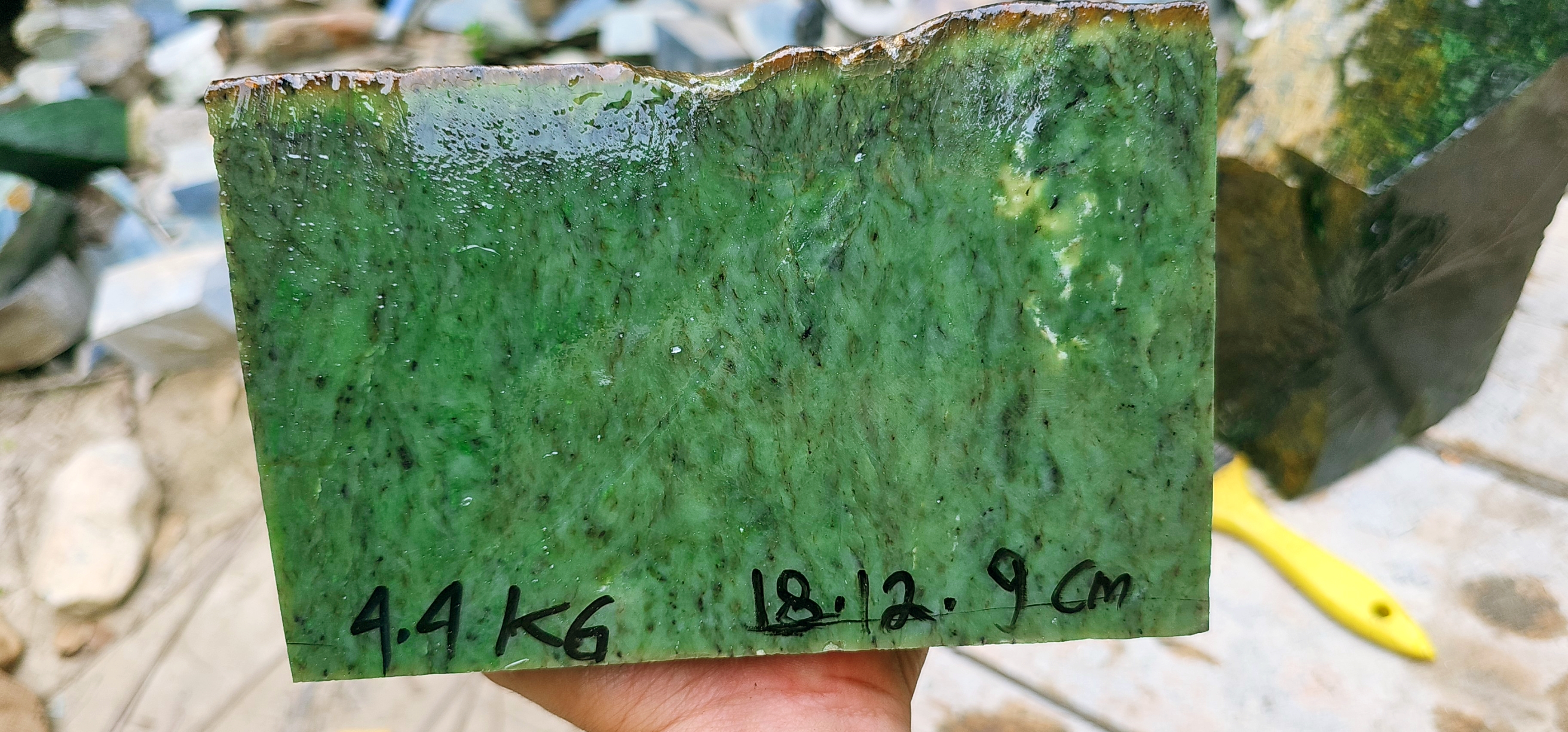 Aceh Natural Moss Green Nephrite Jade Slab – 4.4 KG