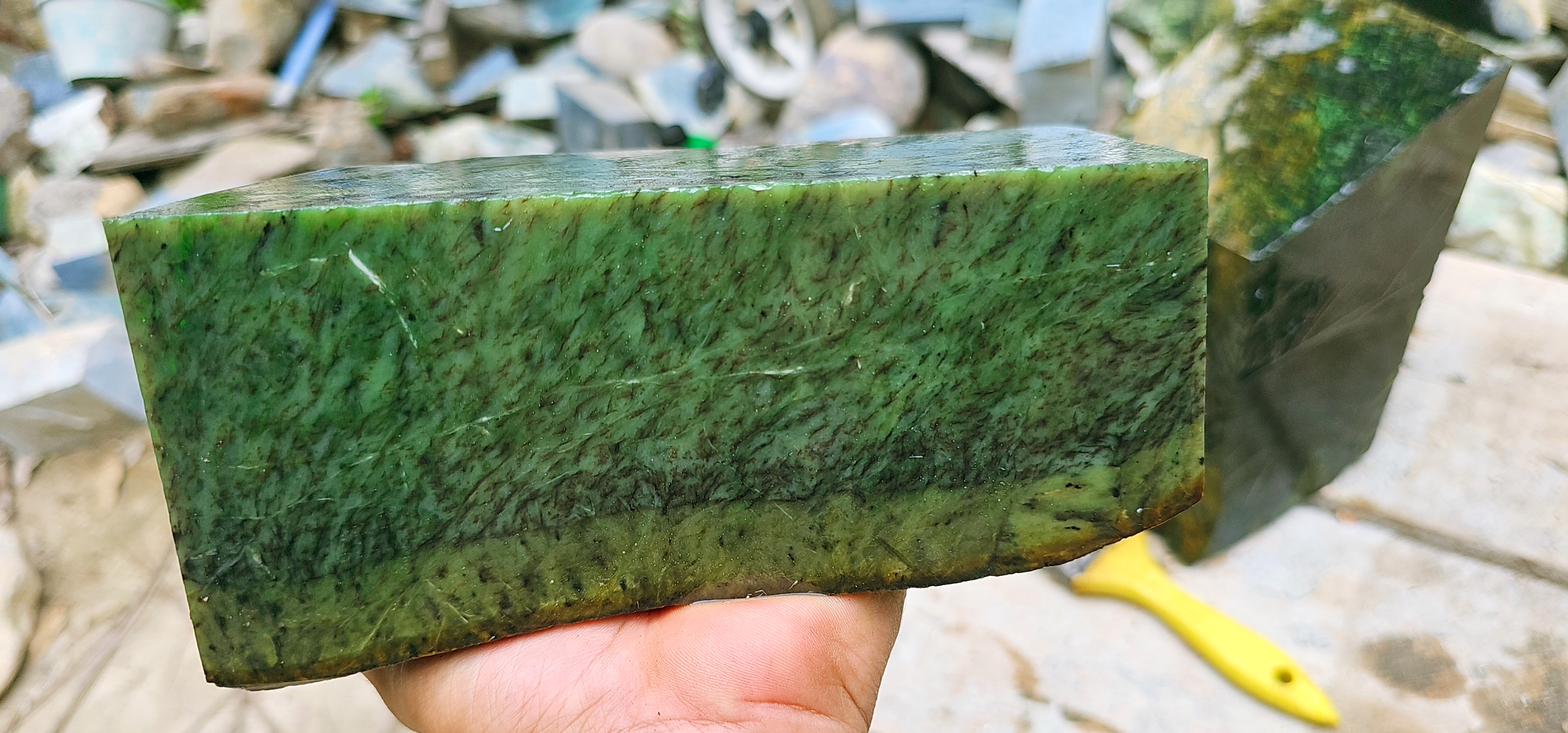 Aceh Natural Moss Green Nephrite Jade Slab – 4.4 KG