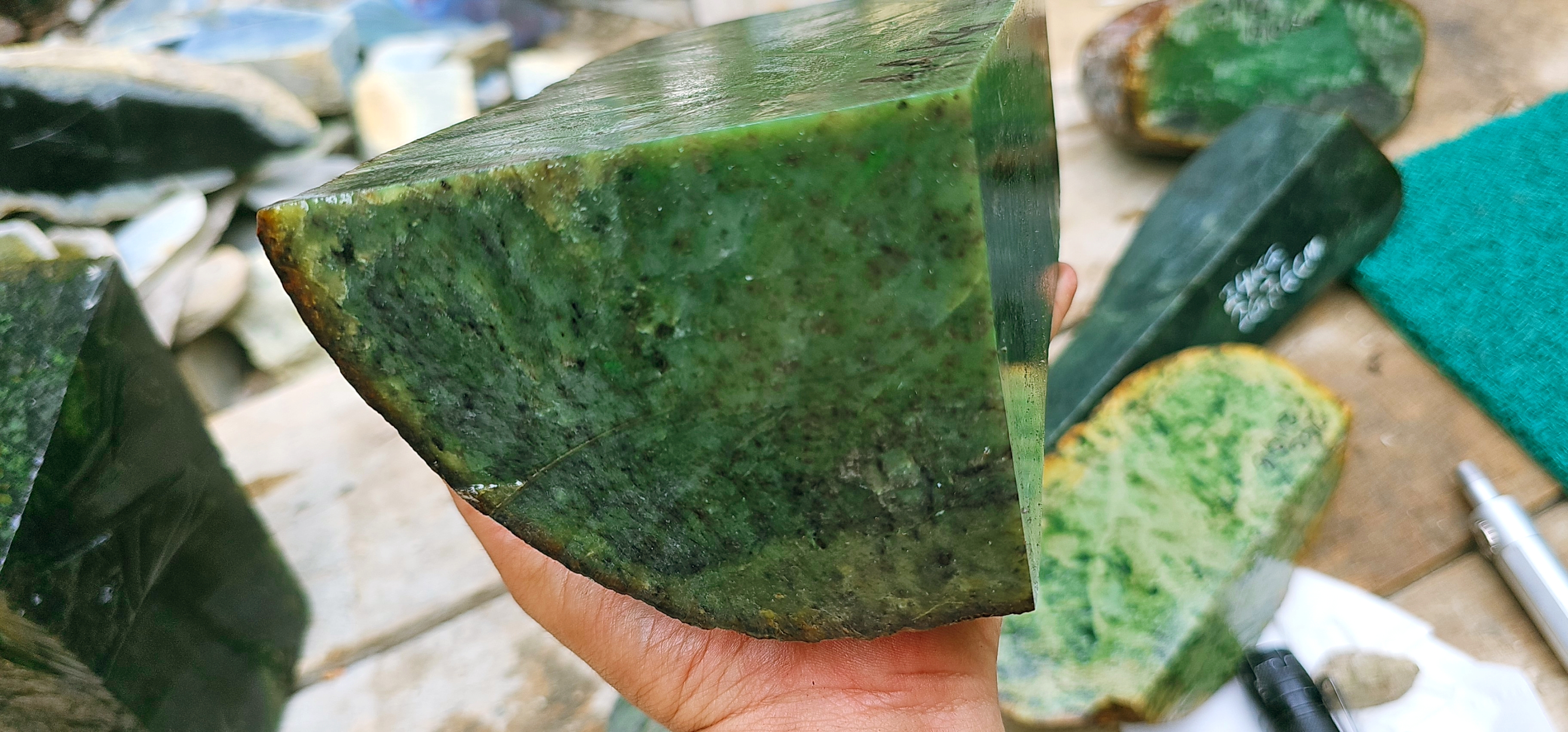 Aceh Natural Moss Green Nephrite Jade Slab – 4.4 KG