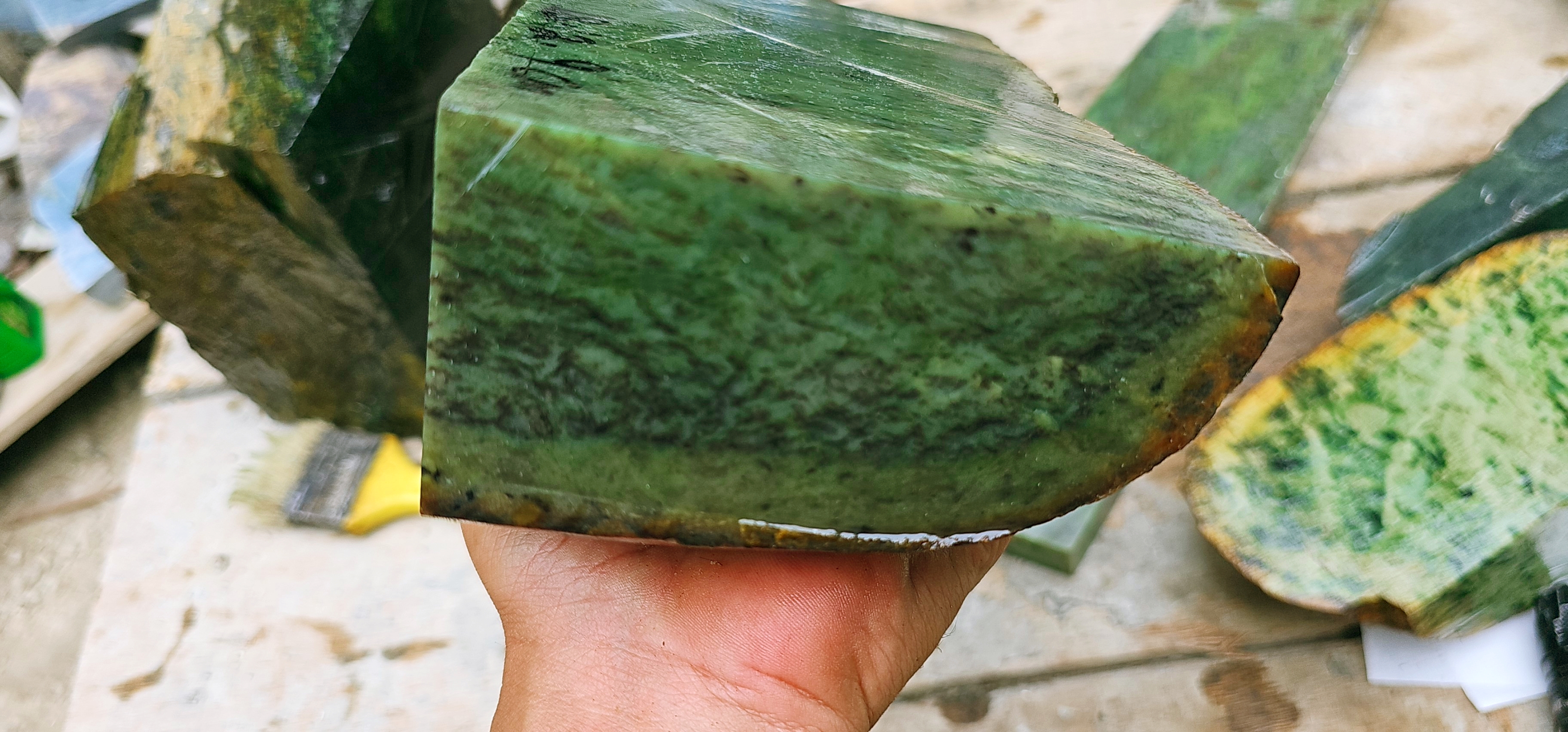 Aceh Natural Moss Green Nephrite Jade Slab – 4.4 KG