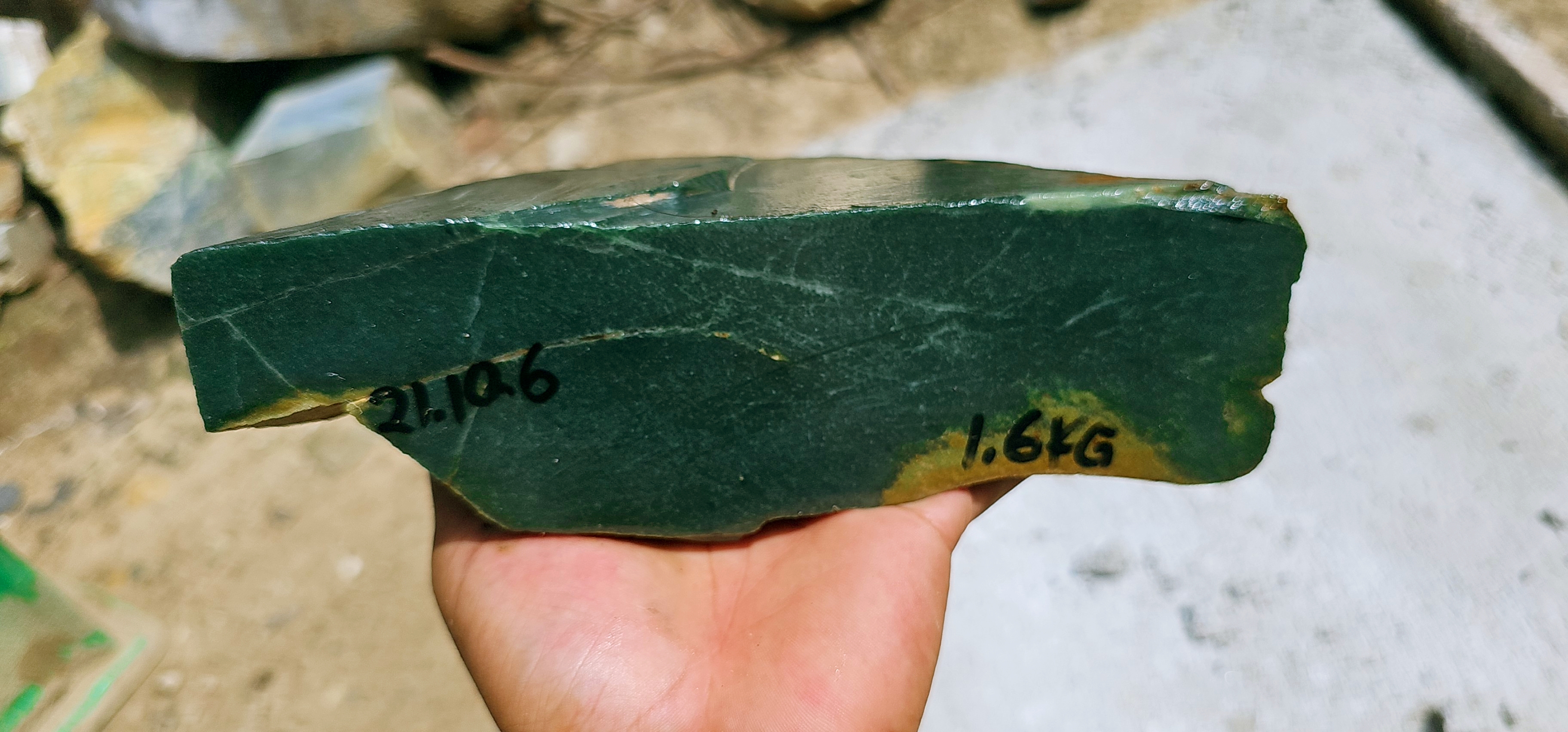 Aceh Natural Dark Forest Green Nephrite Jade Slab – 1.6 KG