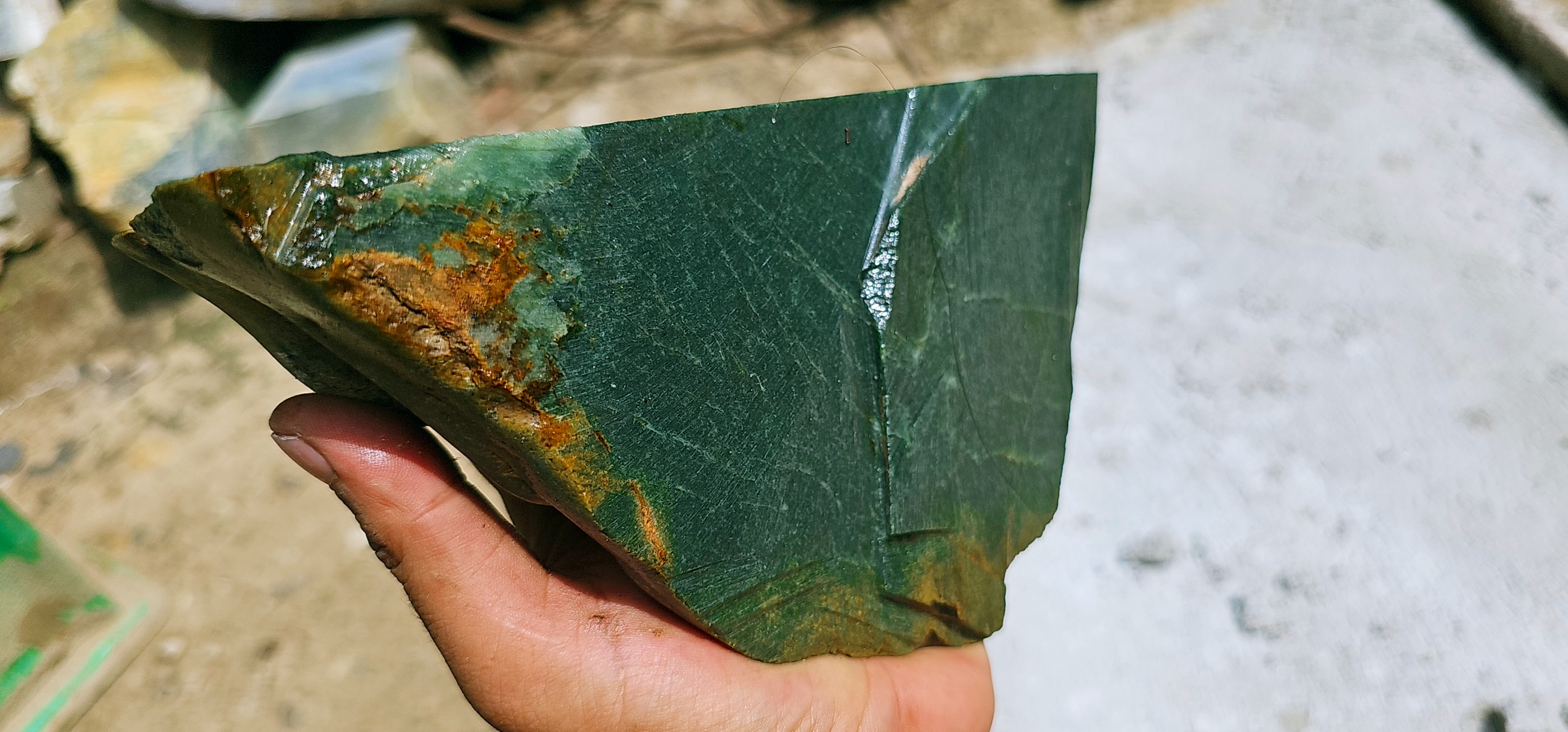 Aceh Natural Dark Forest Green Nephrite Jade Slab – 1.6 KG