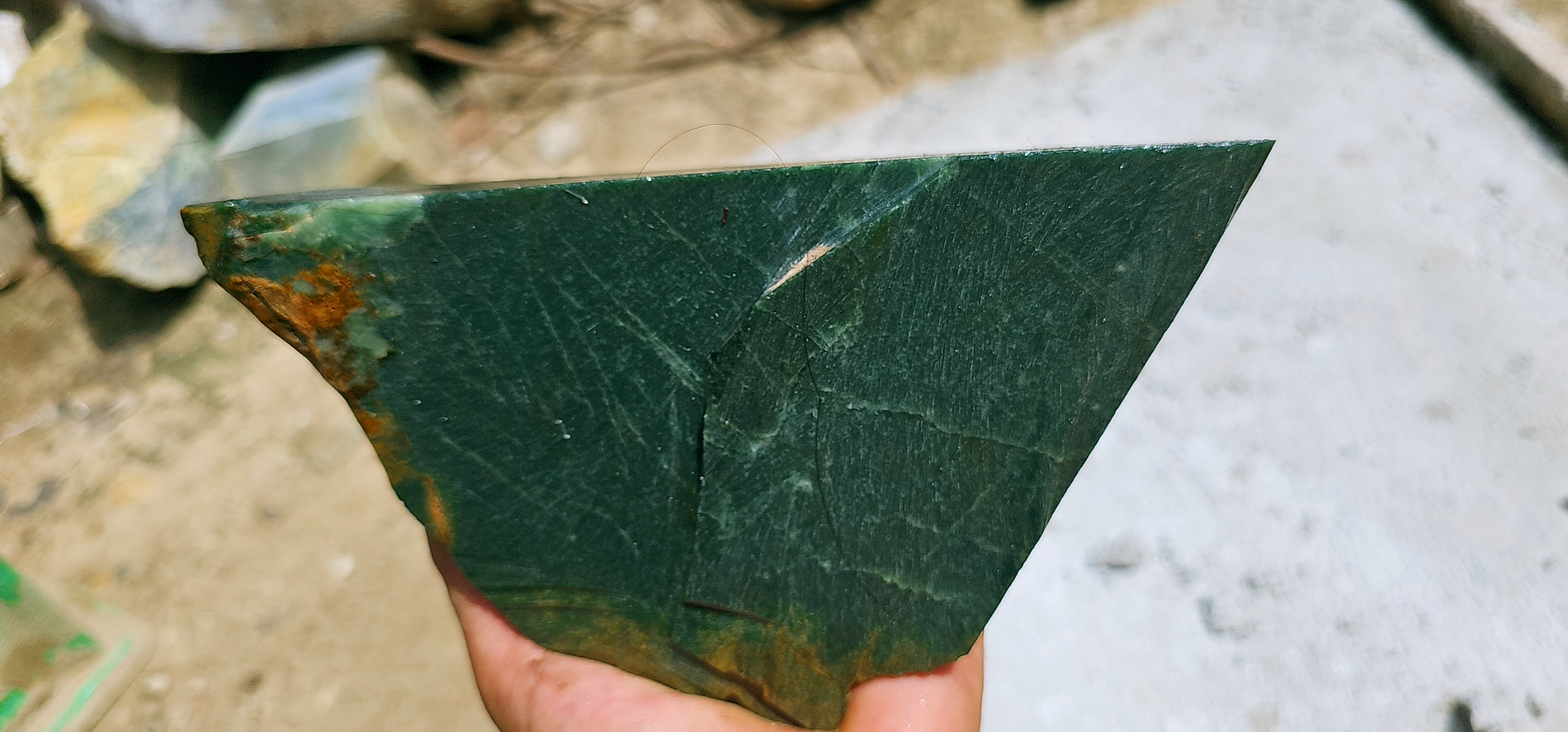 Aceh Natural Dark Forest Green Nephrite Jade Slab – 1.6 KG