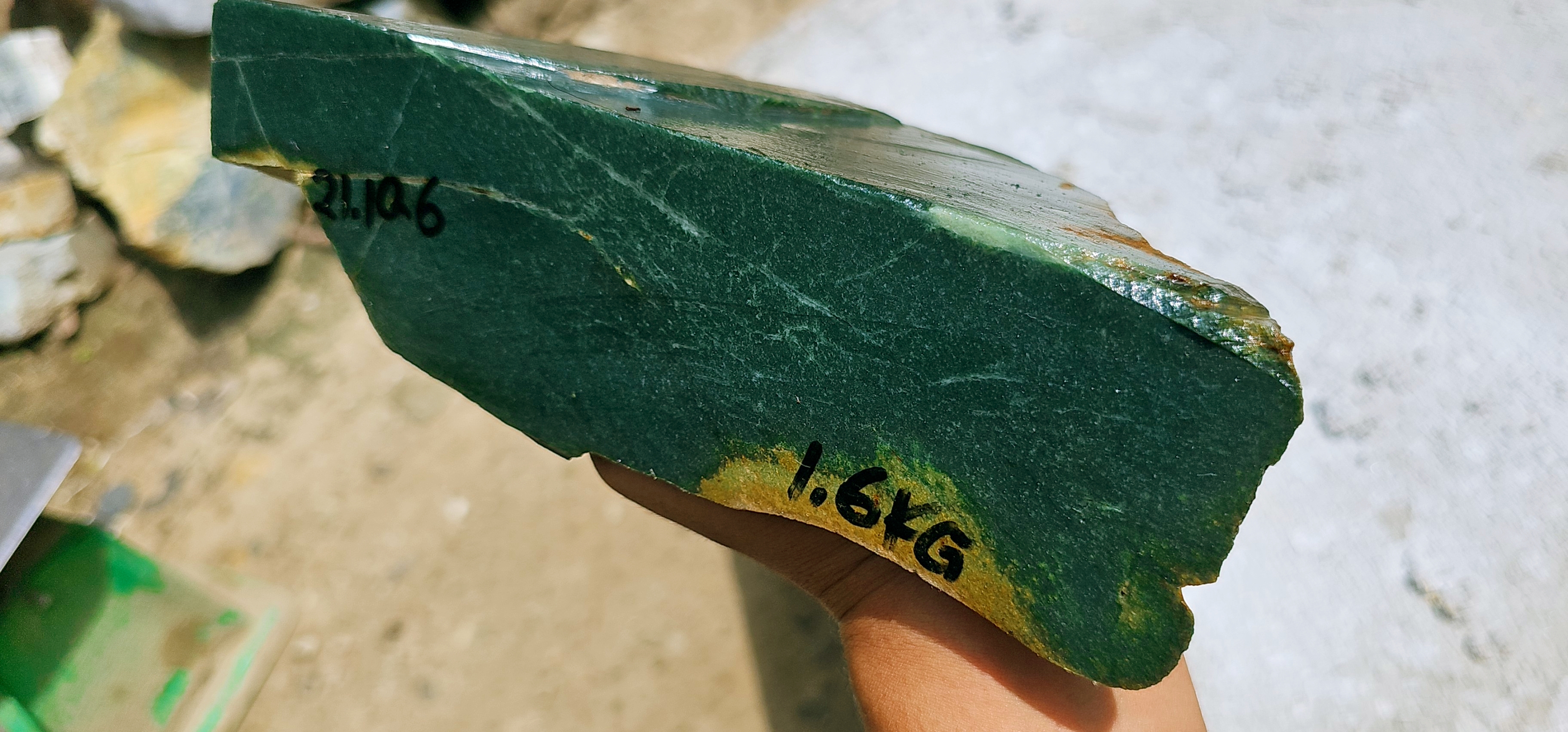 Aceh Natural Dark Forest Green Nephrite Jade Slab – 1.6 KG