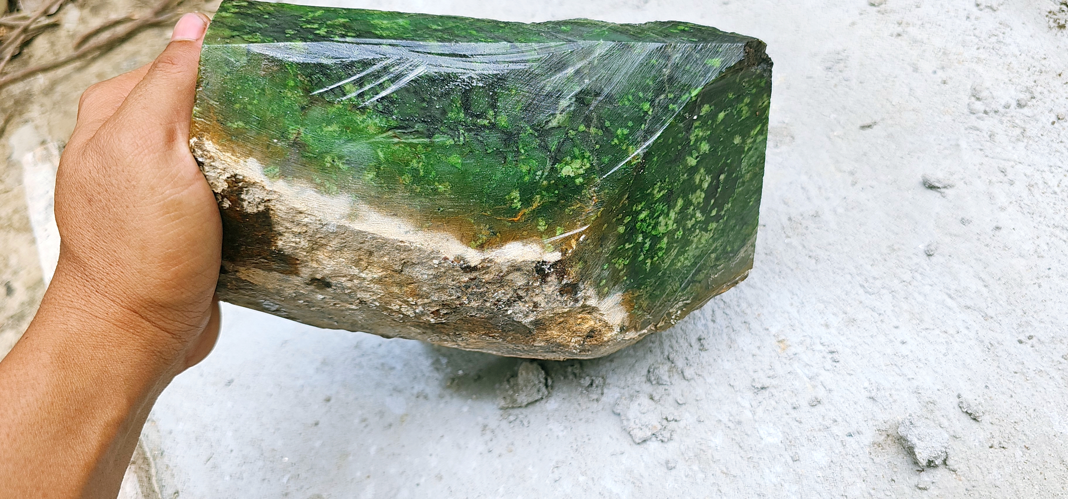 Aceh Natural Vibrant Apple Green Nephrite Jade Raw Stone – 4.7 KG