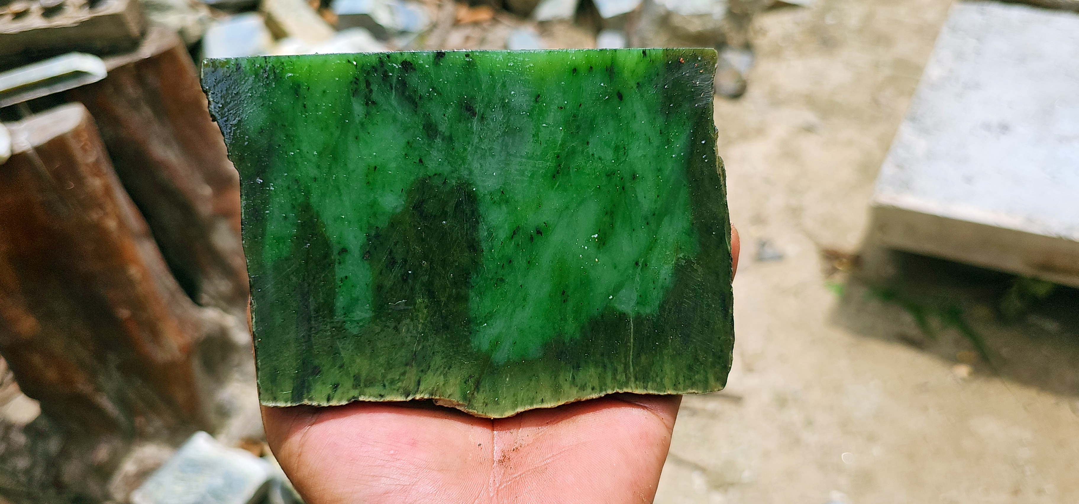 Aceh Natural Vibrant Emerald Green Nephrite Jade Rough Stone – 1.2 KG
