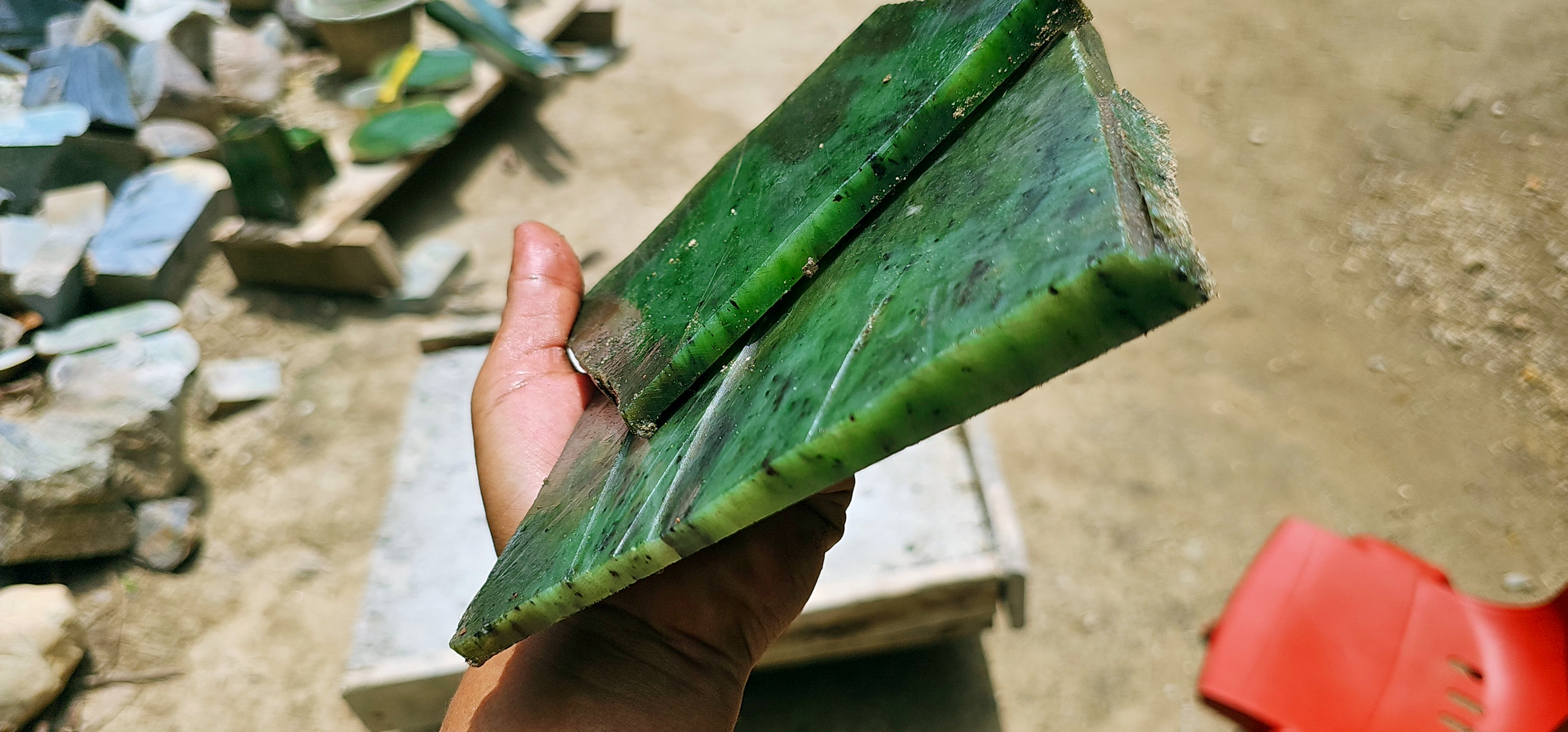 Aceh Natural Vibrant Emerald Green Nephrite Jade Rough Stone – 1.2 KG