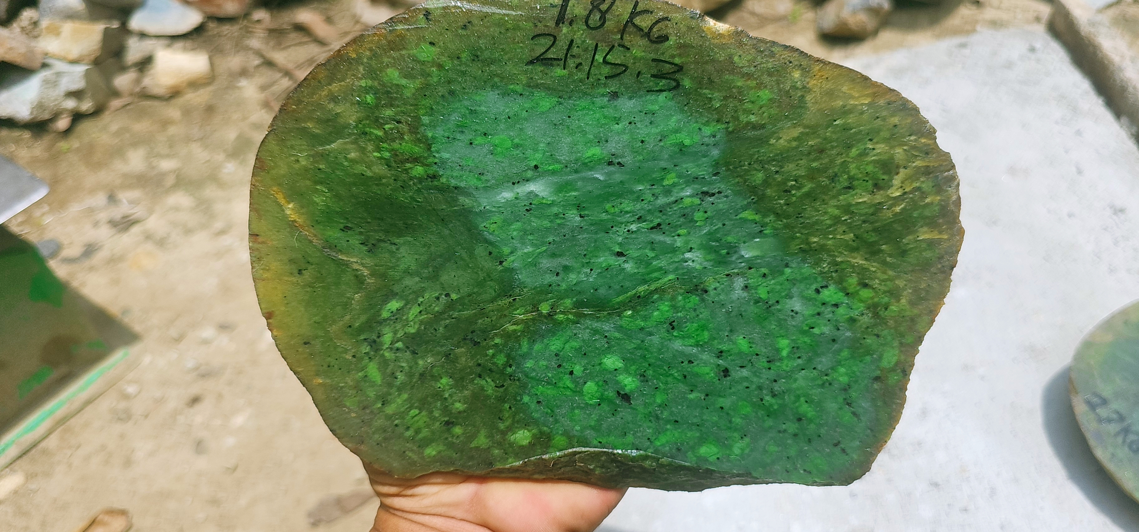 2PCS Aceh Natural Vivid Green Nephrite Jade Rough Stone – 4.5 KG