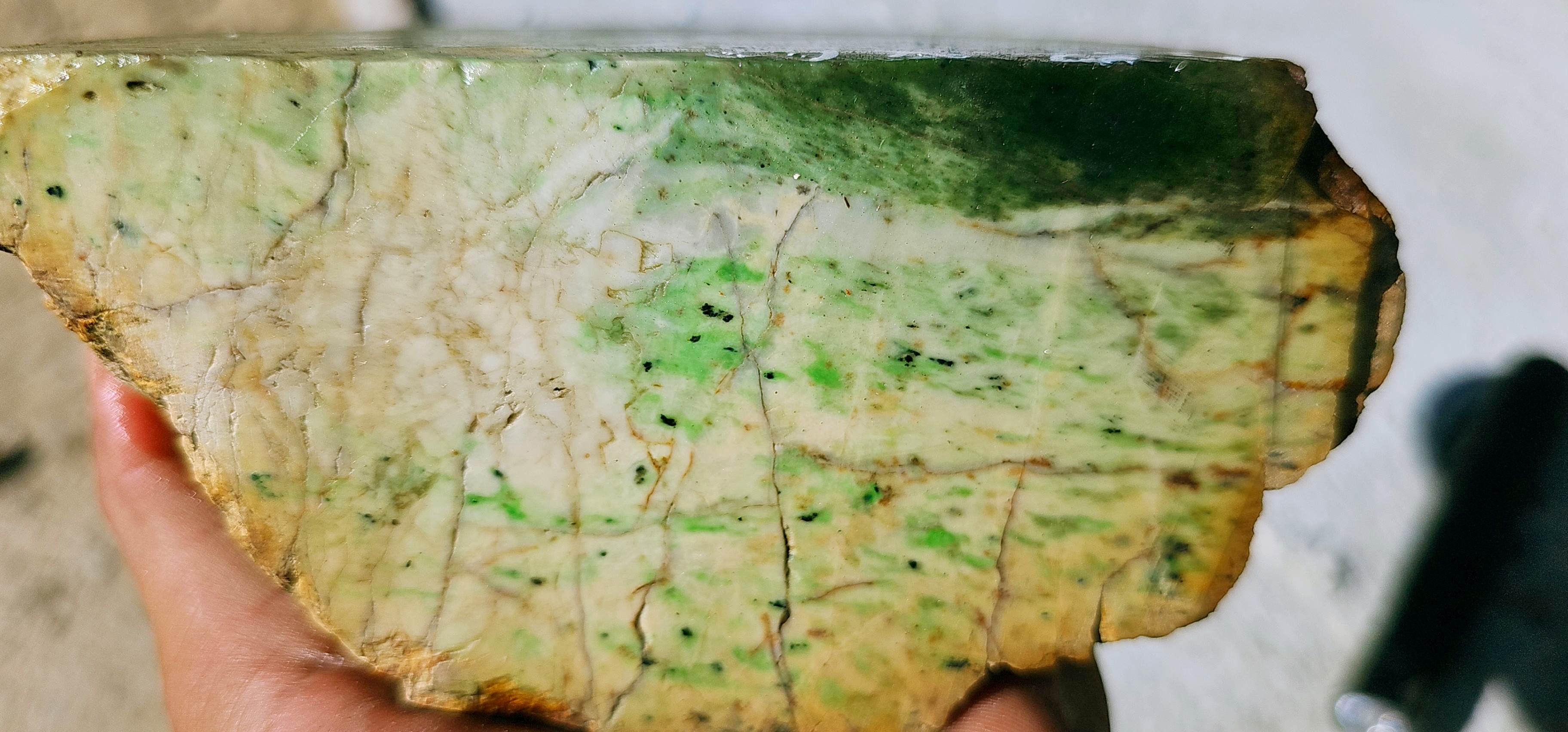 Aceh Natural Mottled Green Nephrite Jade Raw Stone – 2.3 KG