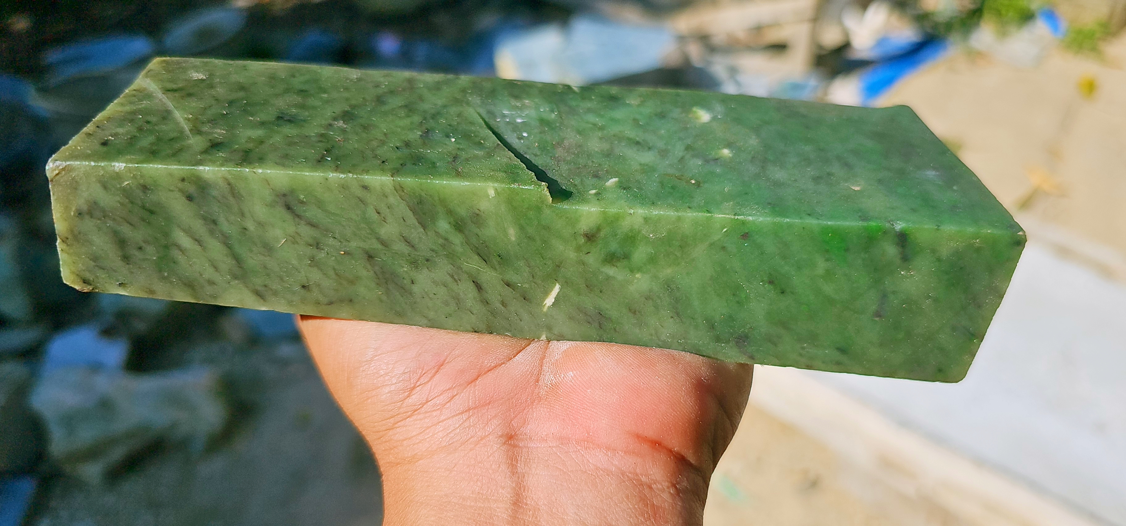 Aceh Natural Deep Green Nephrite Jade Slab – 1.2 KG