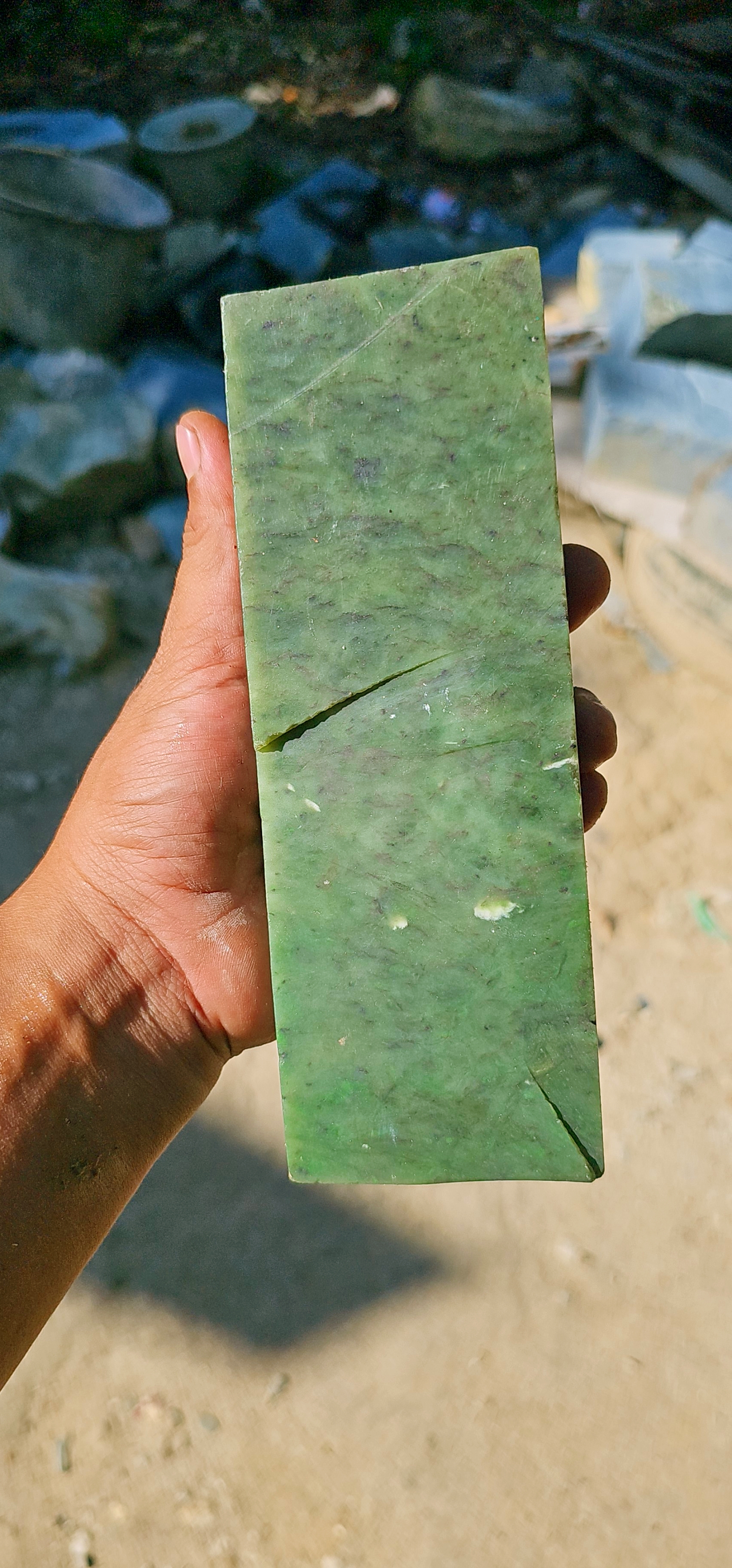 Aceh Natural Deep Green Nephrite Jade Slab – 1.2 KG