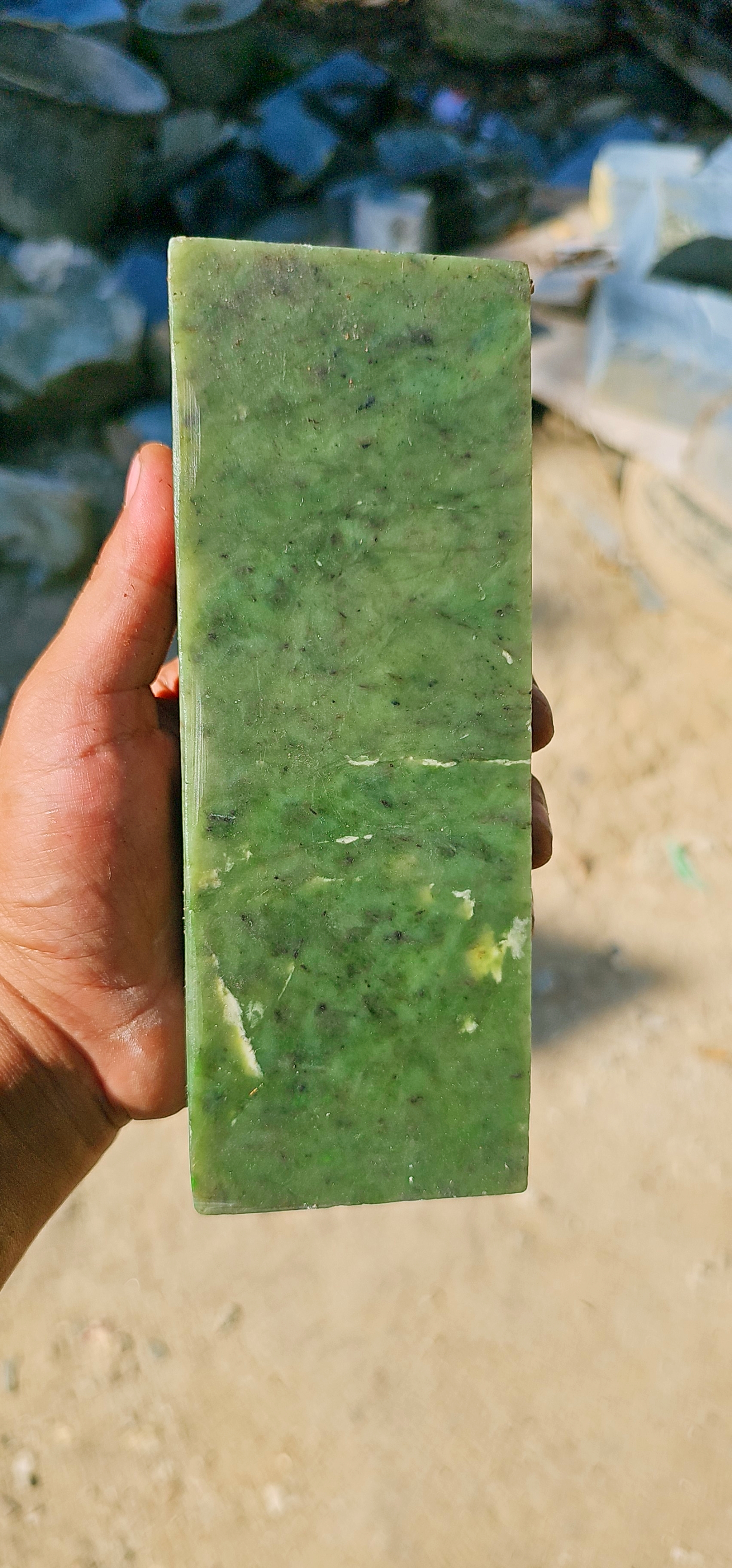Aceh Natural Deep Green Nephrite Jade Slab – 1.2 KG