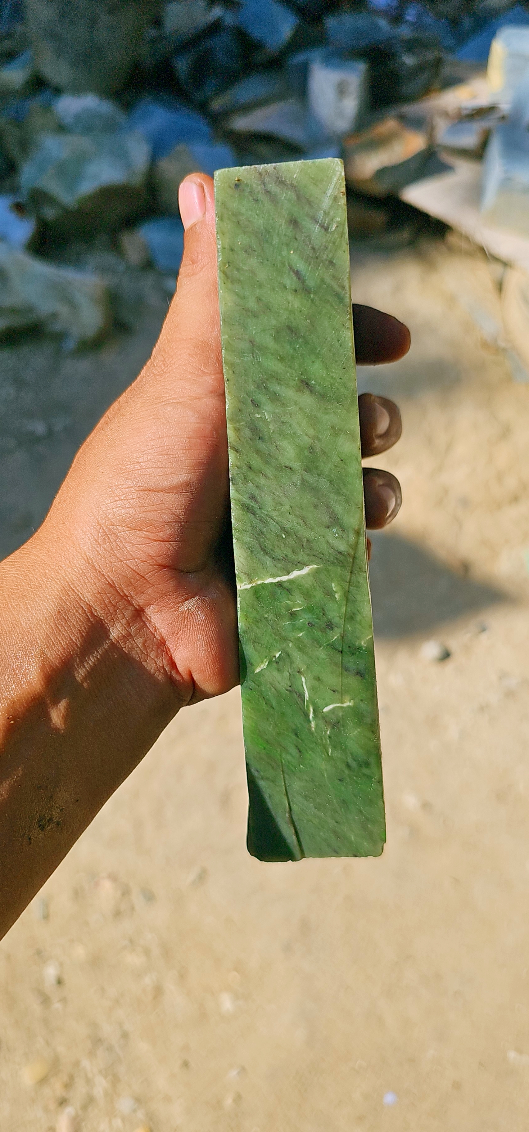 Aceh Natural Deep Green Nephrite Jade Slab – 1.2 KG