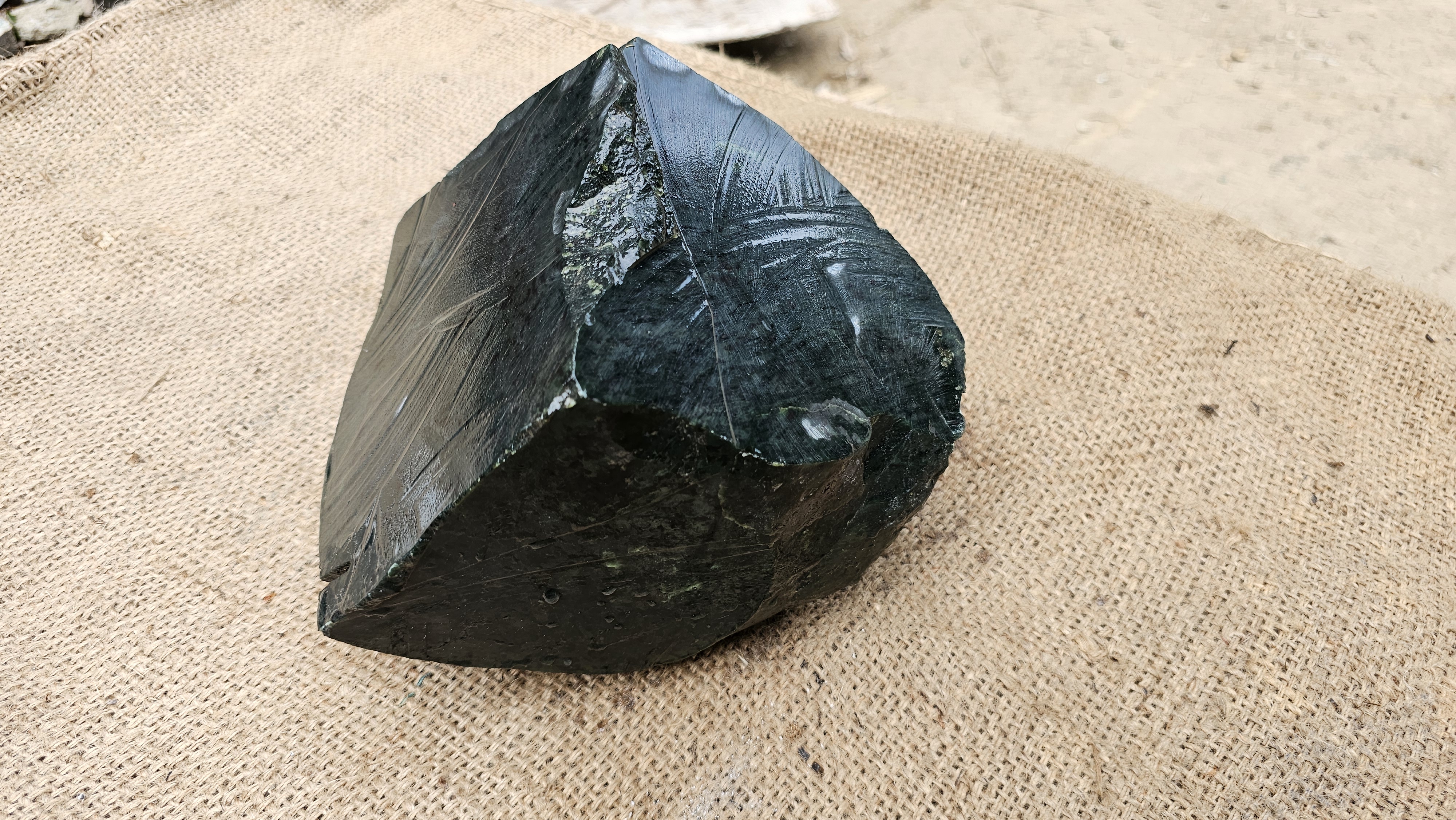 Aceh Natural Dark Green Nephrite Jade Rough Stone – 8.5 KG