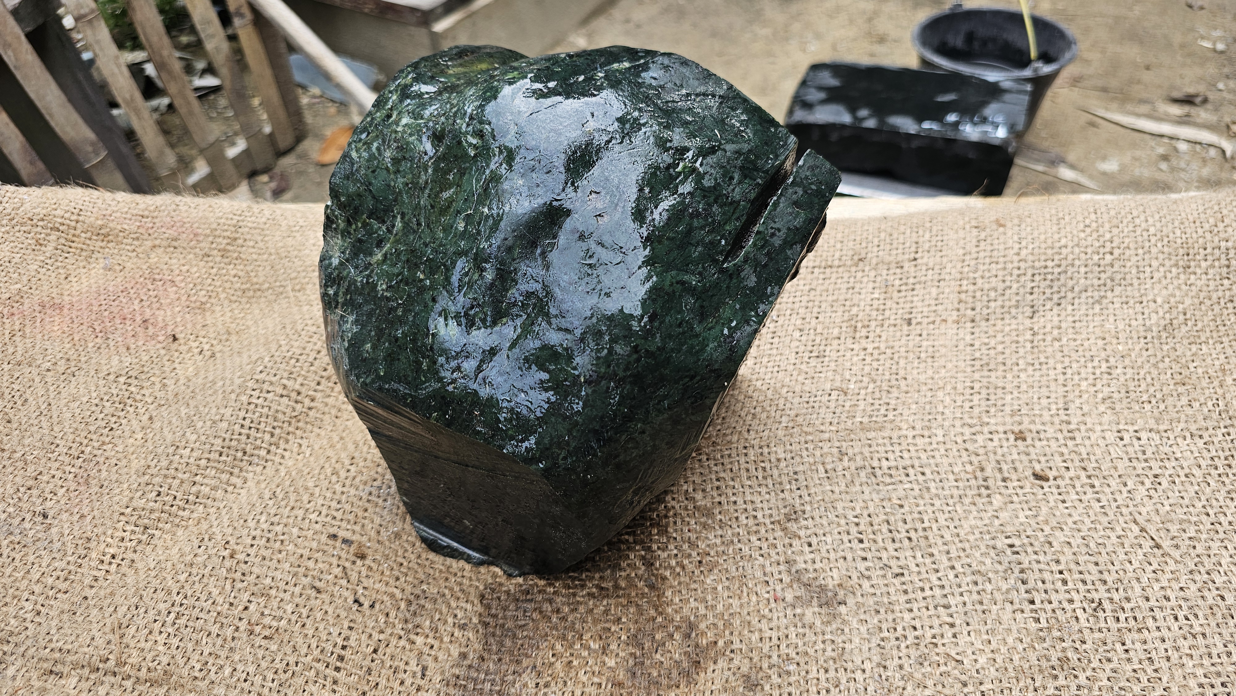 Aceh Natural Dark Green Nephrite Jade Rough Stone – 8.5 KG
