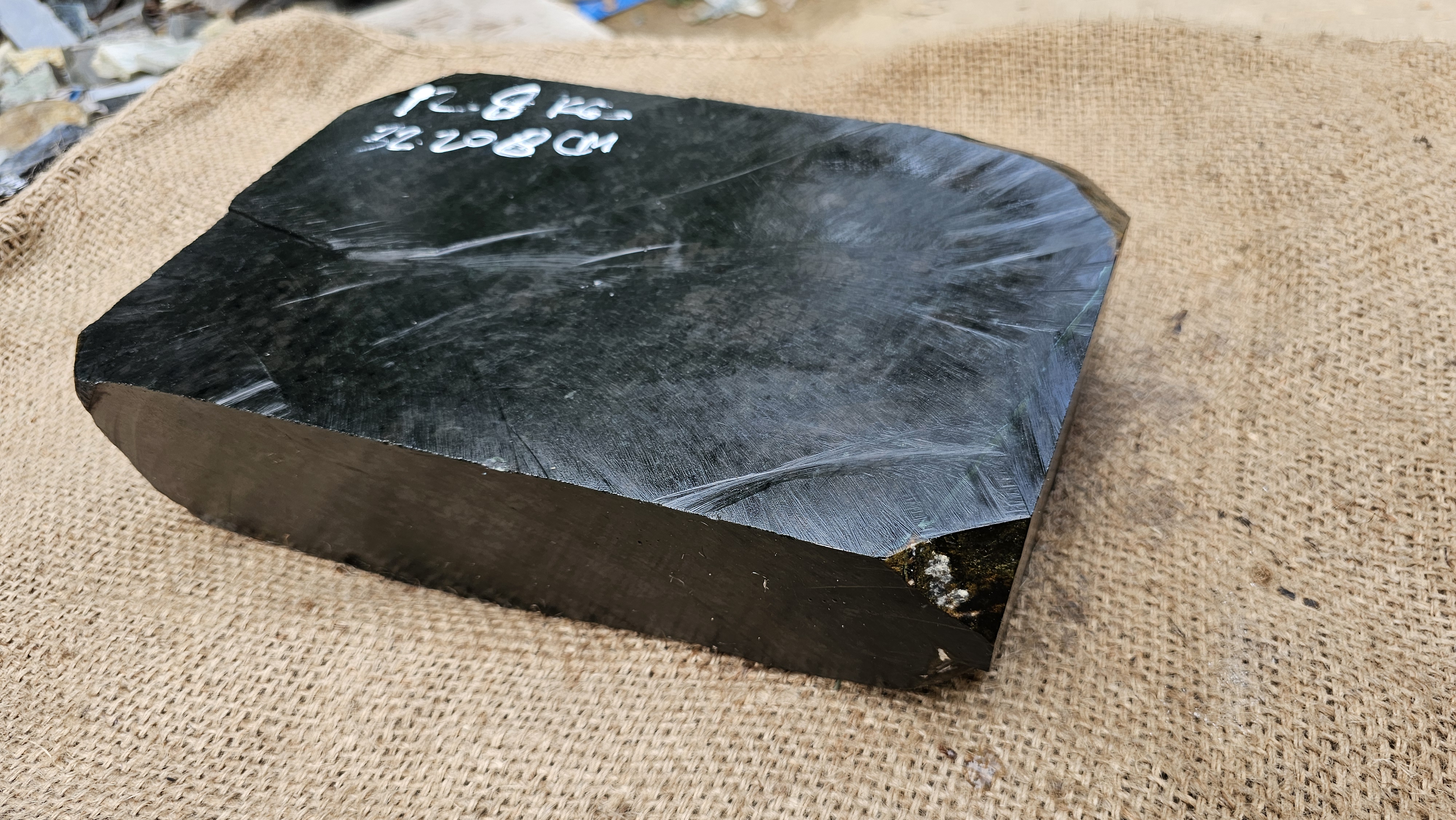 Aceh Natural Dark Green Nephrite Jade Slab – 12.8 KG