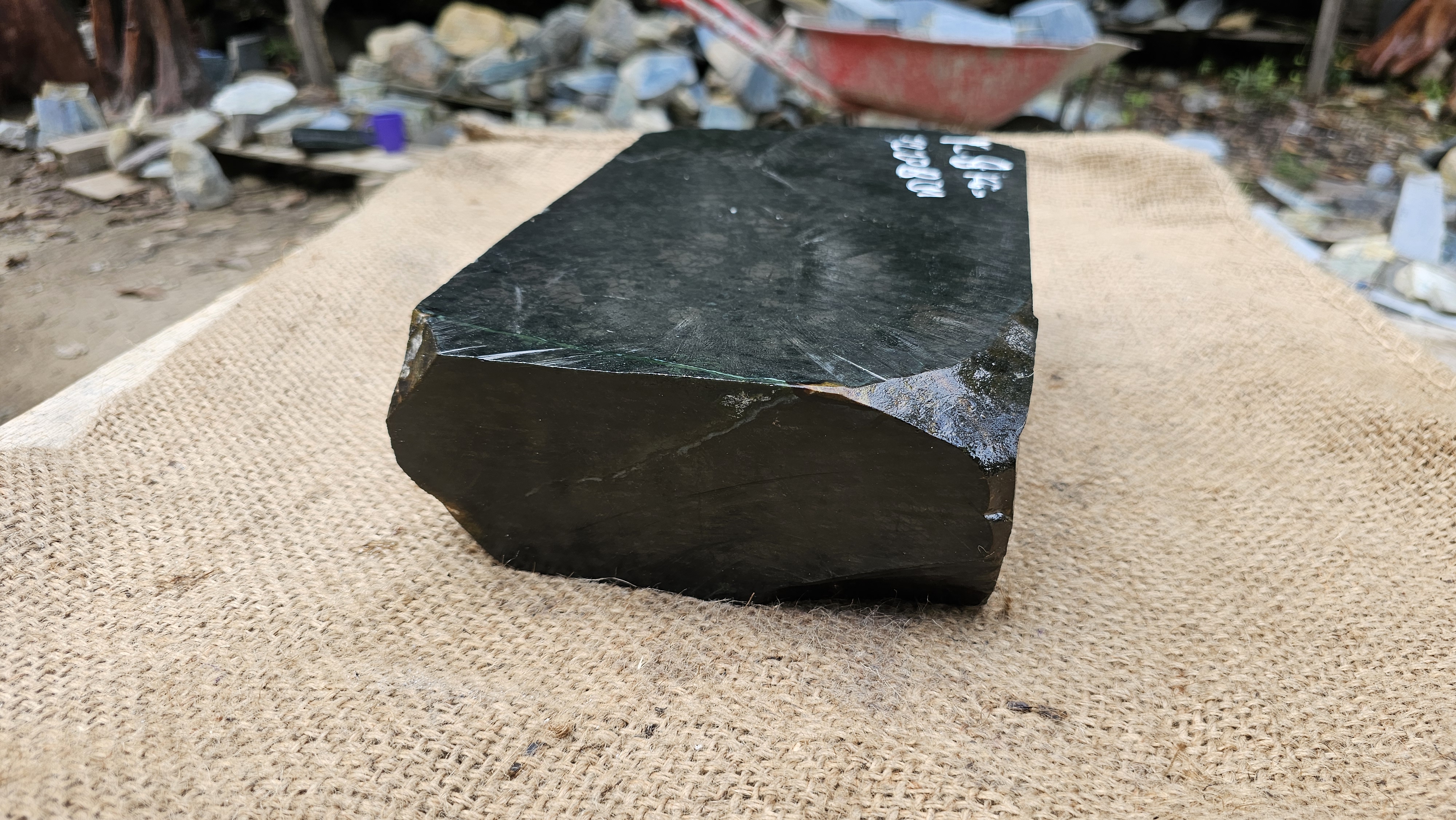 Aceh Natural Dark Green Nephrite Jade Slab – 12.8 KG
